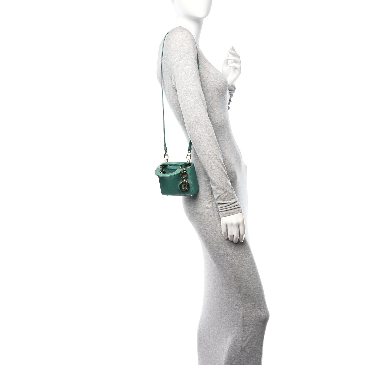 Lizard Micro Lady Dior Vert Tundra