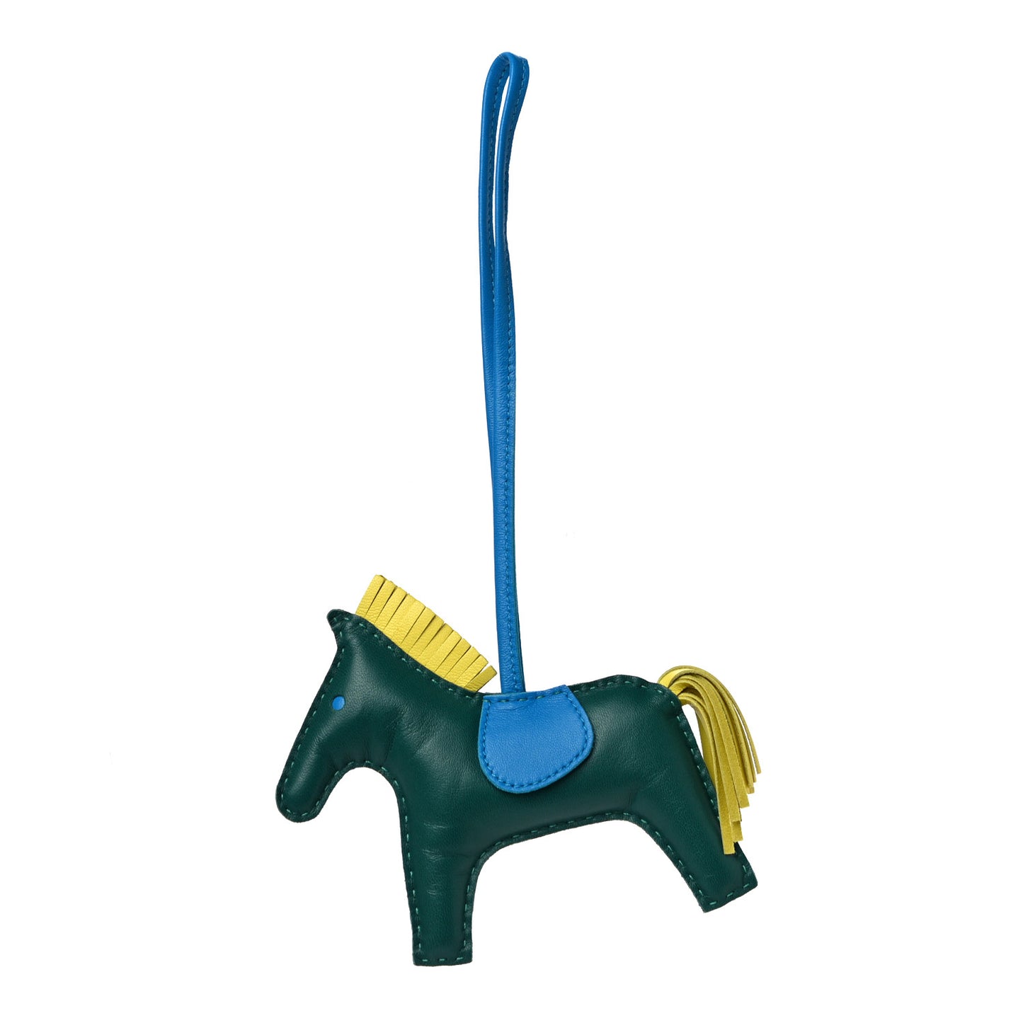Milo Lambskin Grigri Rodeo Horse Bag Charm MM Malachite Bleu Zanzibar Lime