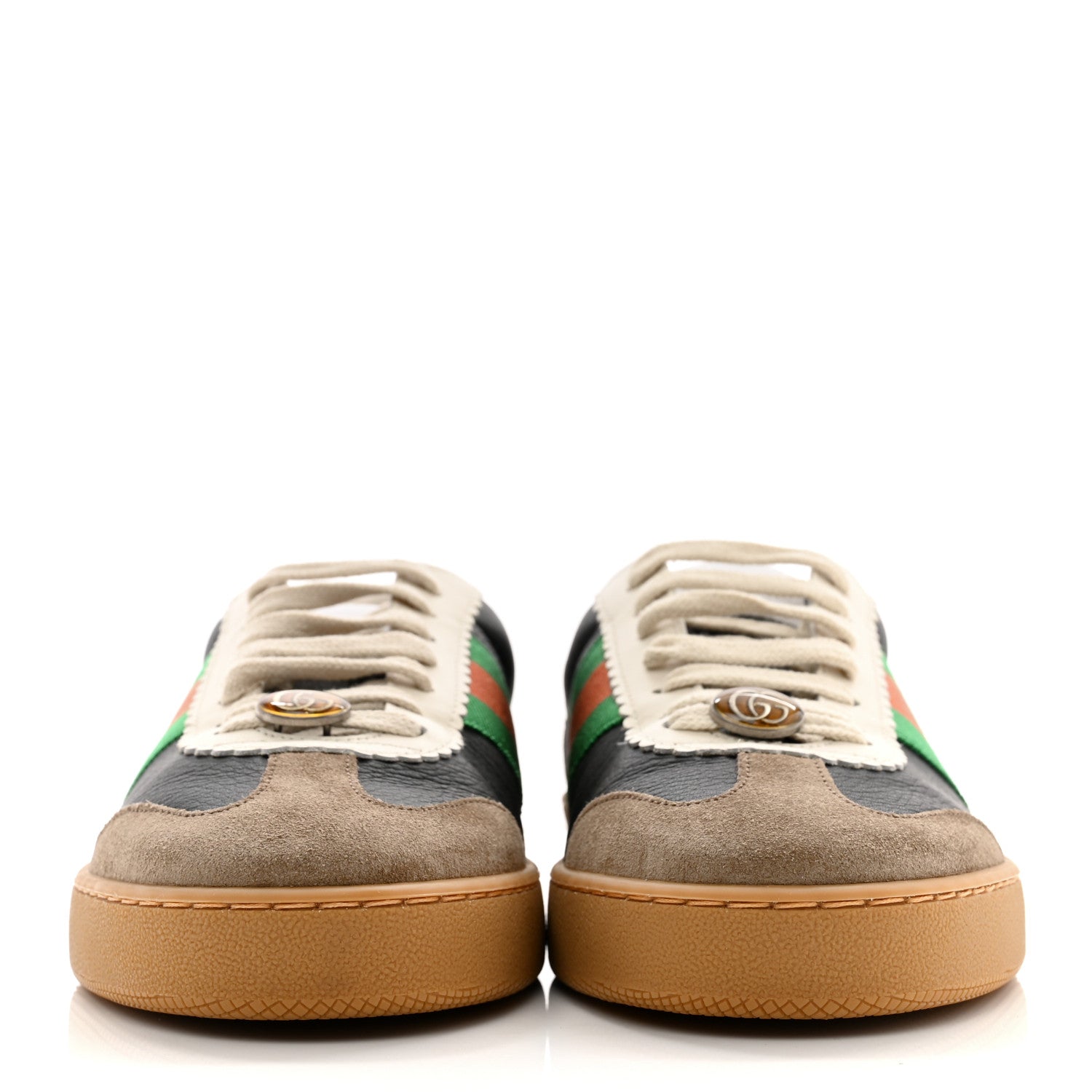 Gucci Calfskin Suede Web Mens G74 Sneakers 7 Ardesia Black New Mystic White 2 of 10