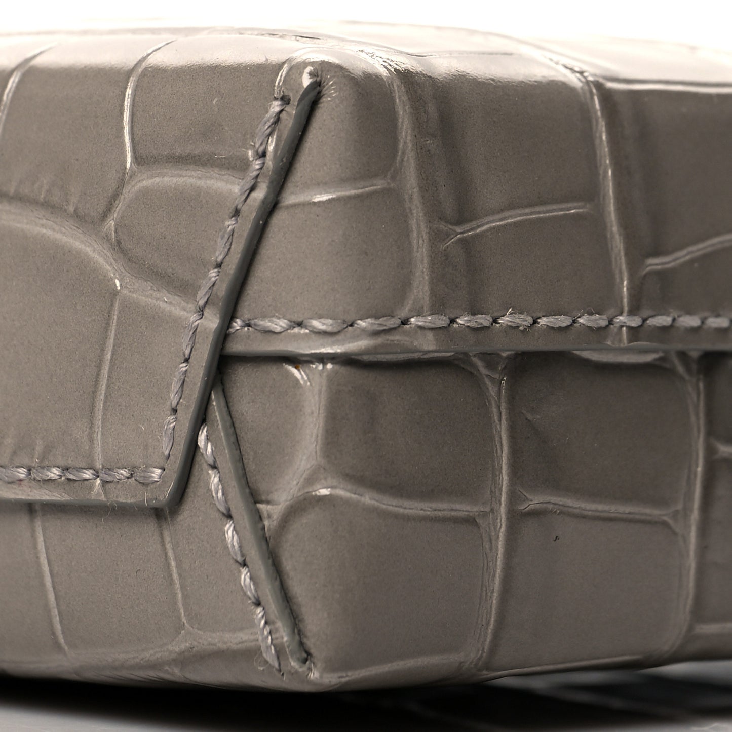 Calfskin Crocodile Embossed Logo Shopping Phone Holder Bag Steel Grey