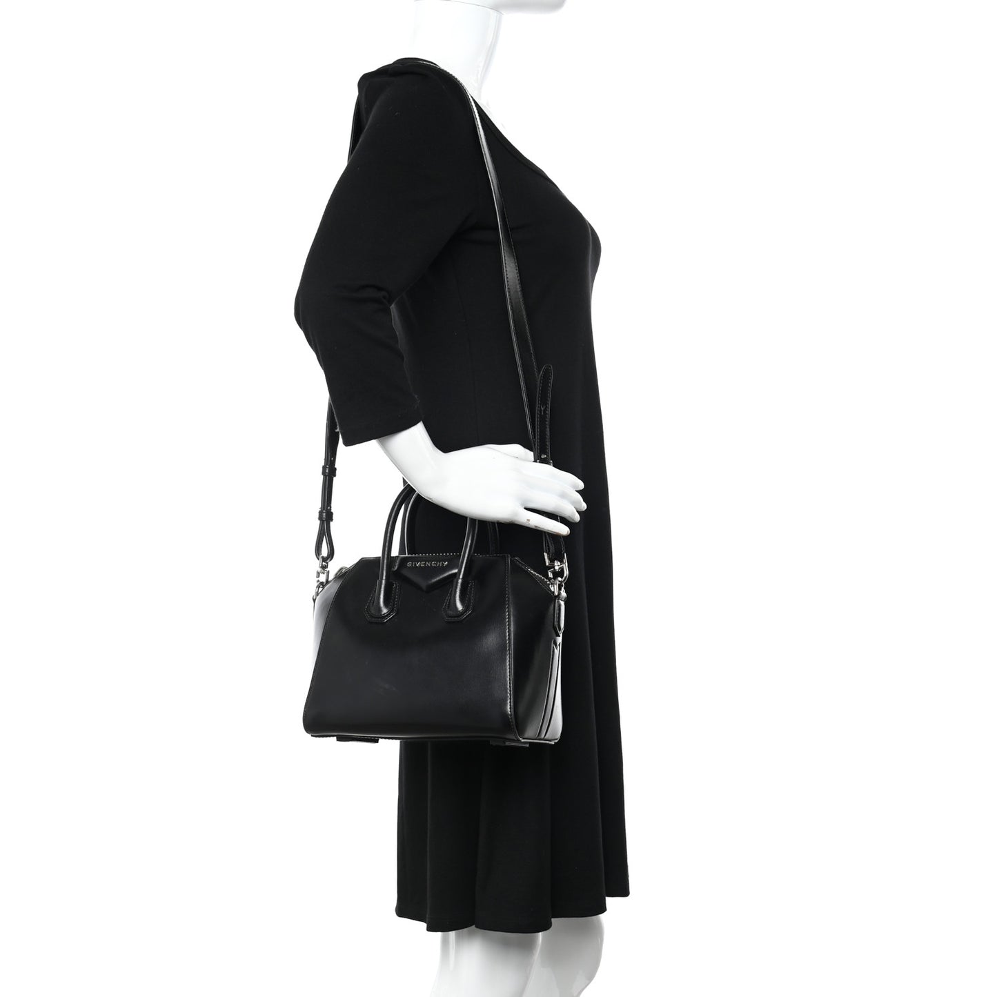 Shiny Lord Calfskin Mini Antigona Black