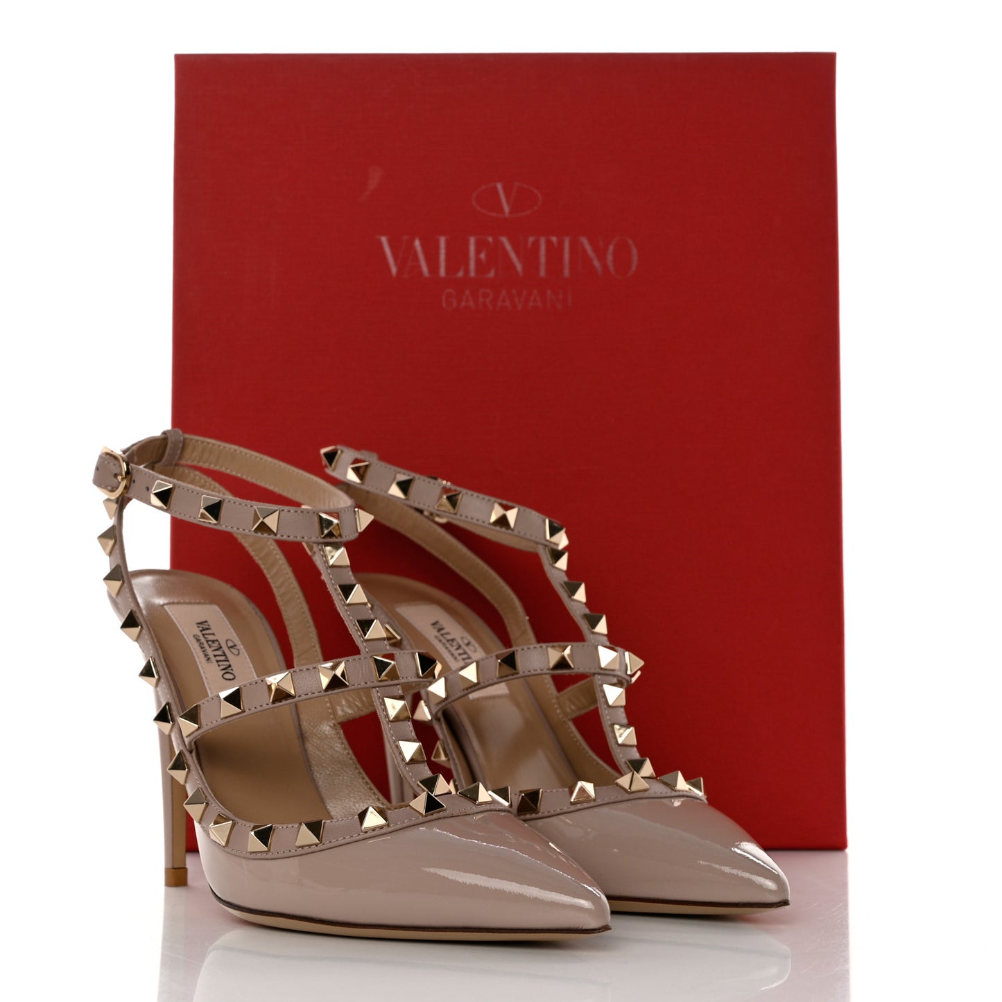 Patent Rockstud Ankle Strap 100mm Pumps 36 Poudre