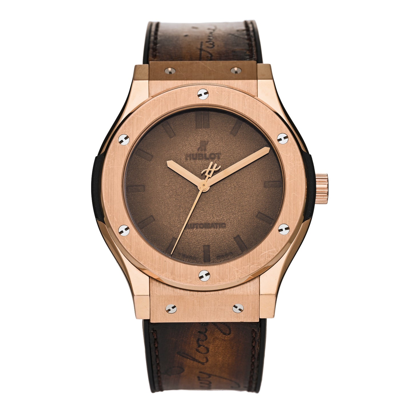 18K Rose Gold Calfskin 45mm Classic Fusion “Berluti Scritto” Automatic Watch Brown 511.OX.0500.VR.BER16