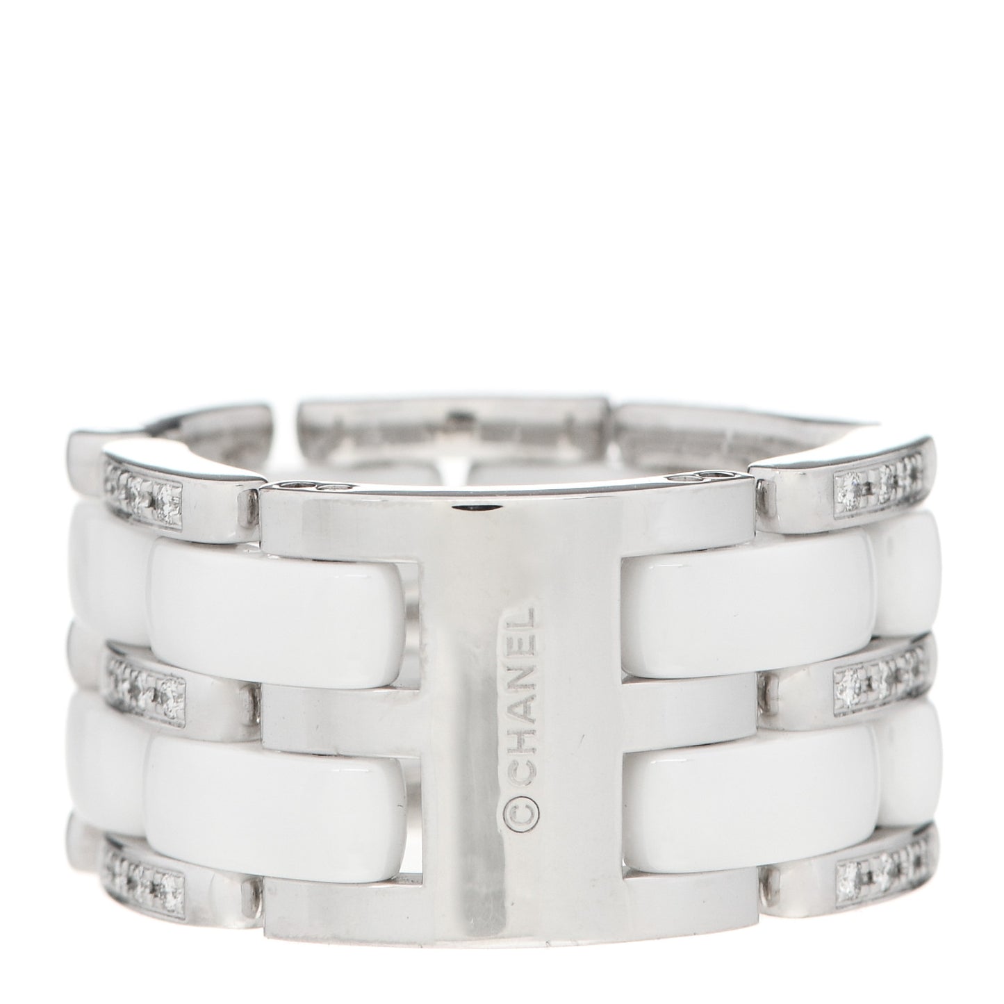 18K White Gold Diamond Ceramic Large Ultra Ring White 53 6.5