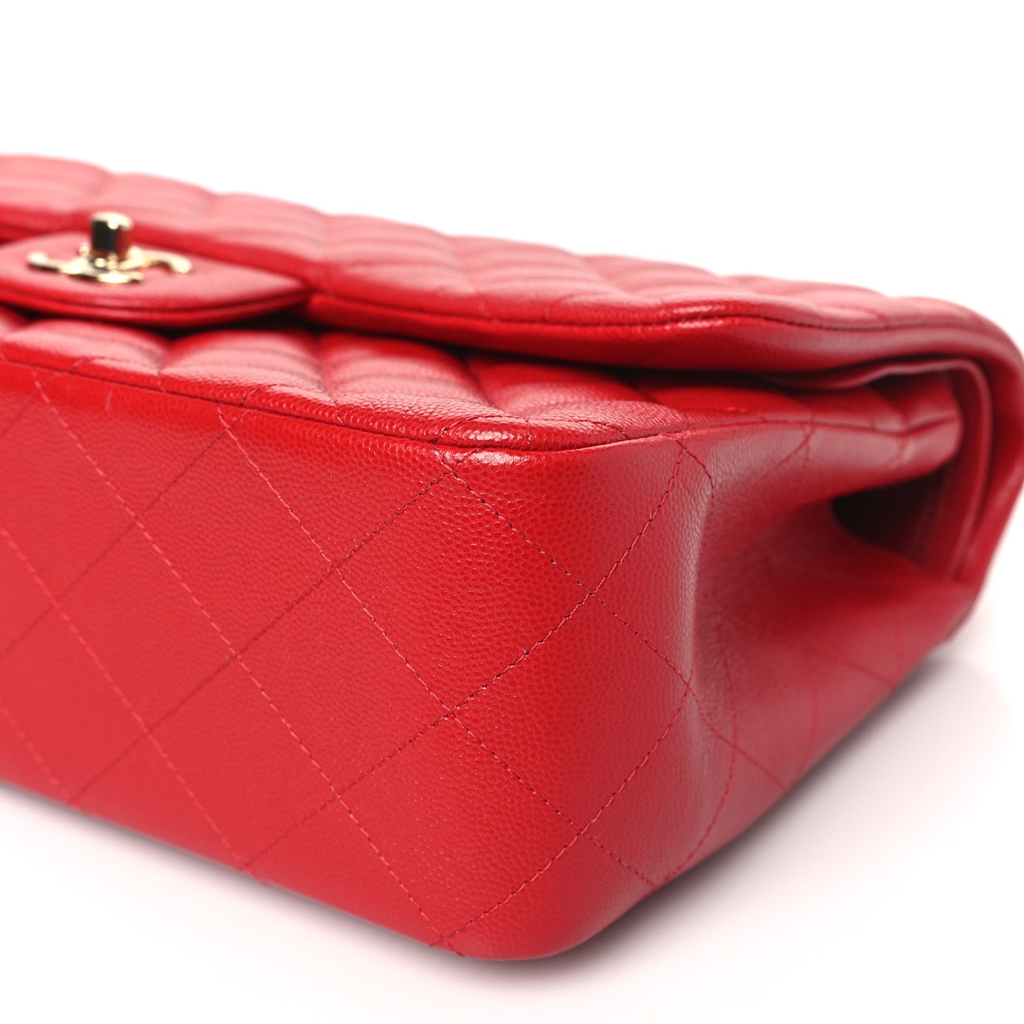 Caviar Quilted Jumbo Double Flap Red