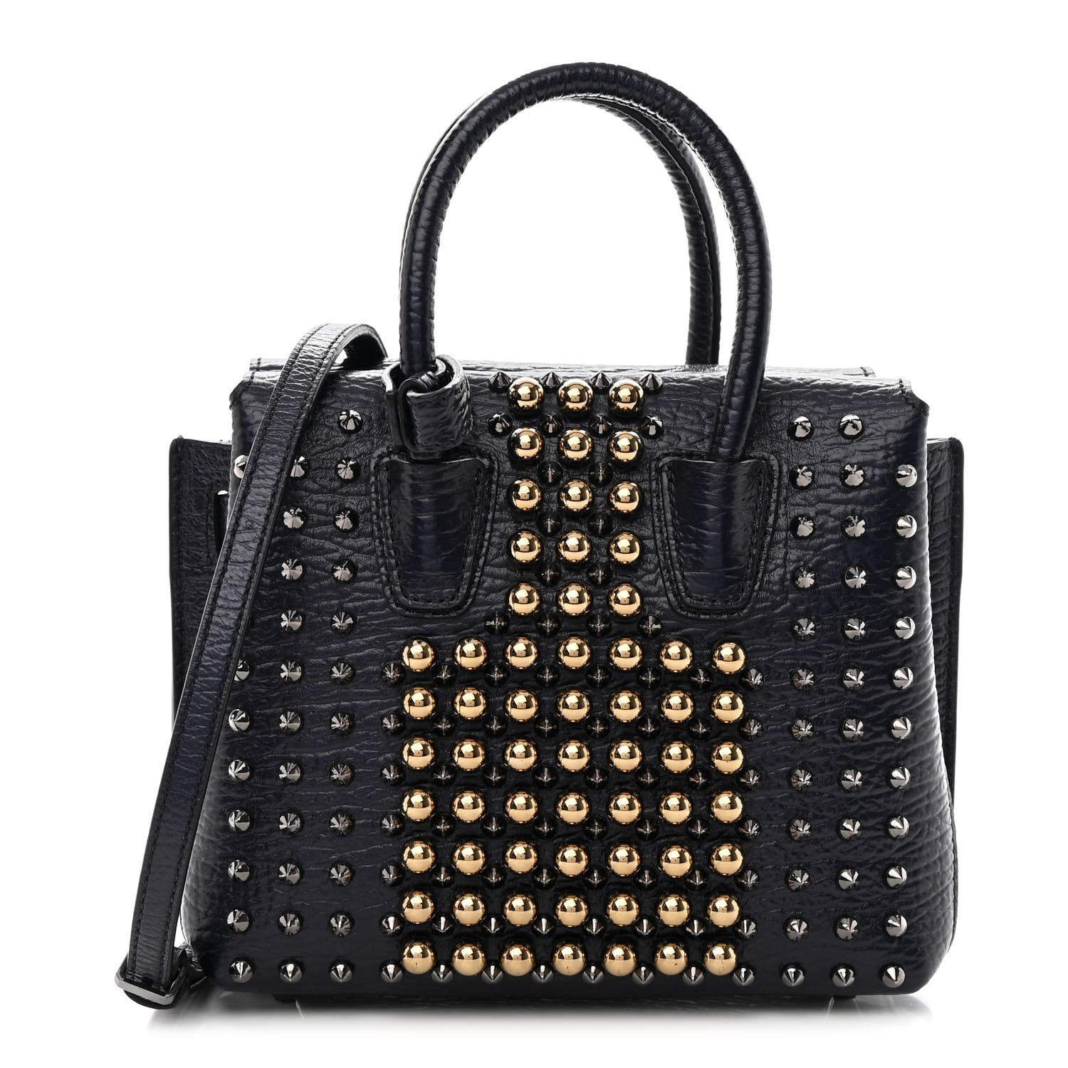 MCM Calfskin Studded Mini Milla Tote Blue 1 of 15