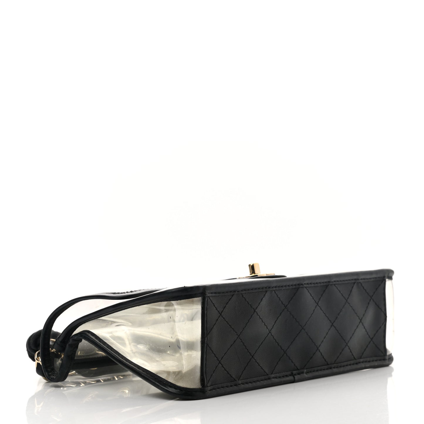Lambskin PVC Sand By The Sea Flap With Pearl Strap Black