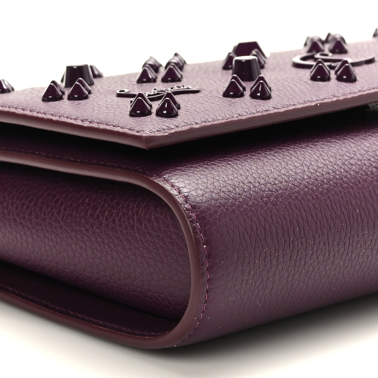 Calfskin Spikes Loubinthesky Paloma Clutch Merlot