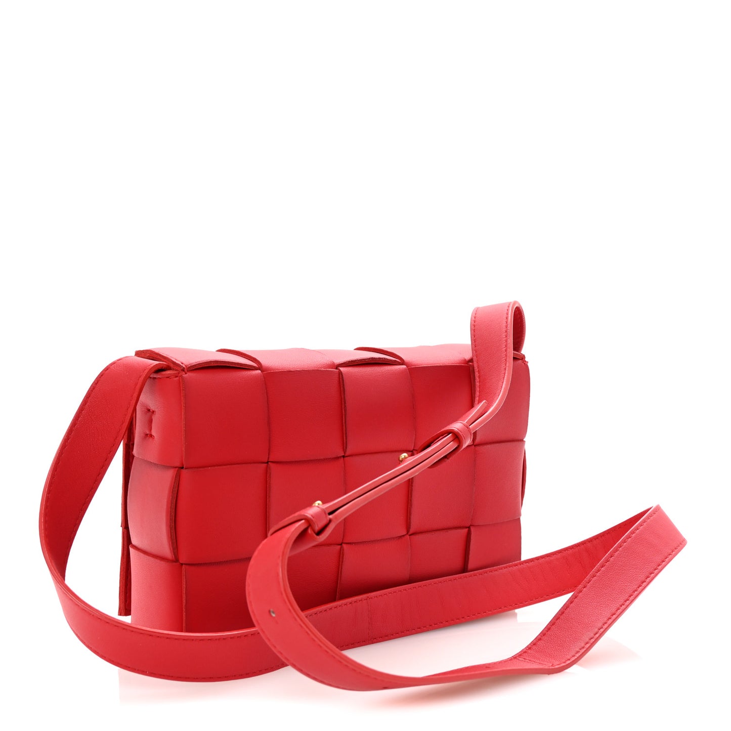Lambskin Maxi Intrecciato Cassette Crossbody Bag Redstone