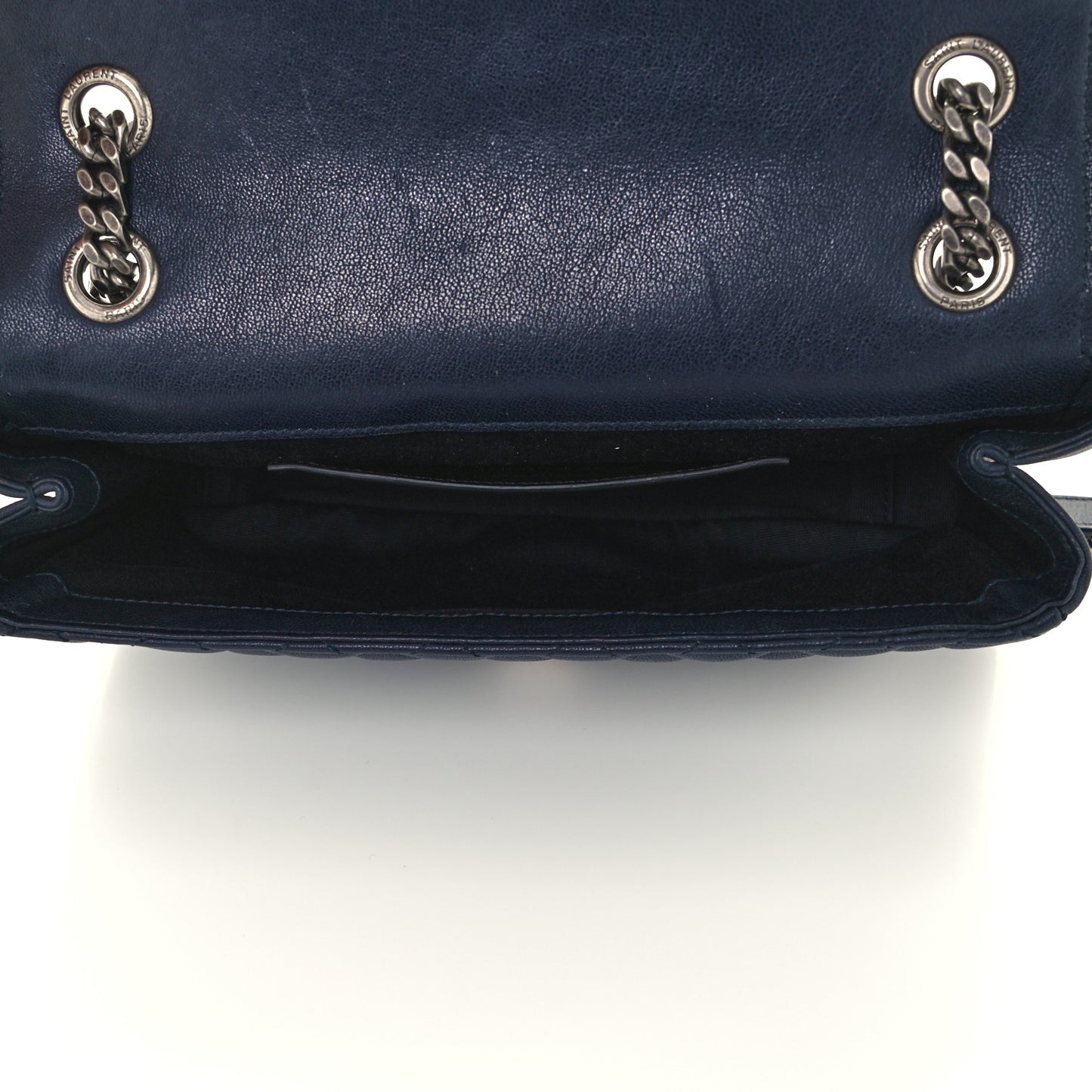Sheepskin Tri-Quilt Monogram Medium Soft Envelope Bag Deep Marine