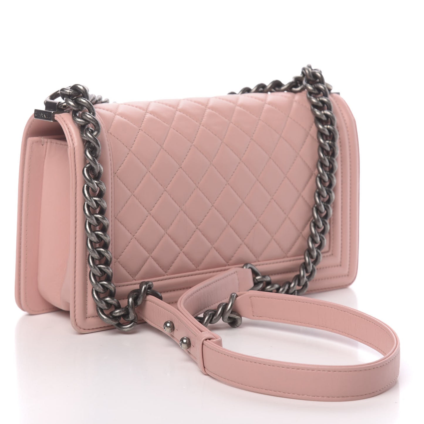 Lambskin Quilted Medium Boy Flap Light Pink