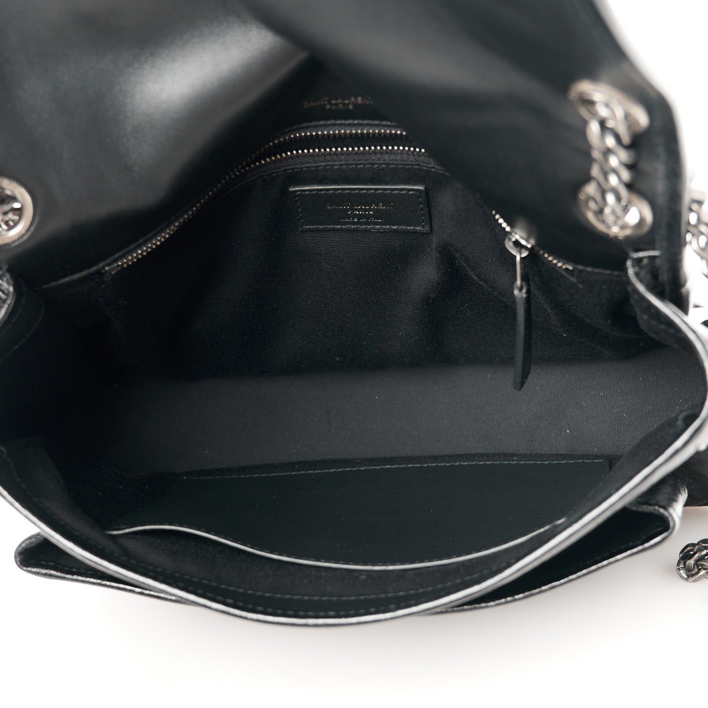 Crinkled Calfskin Monogram Medium Niki Chain Satchel Black