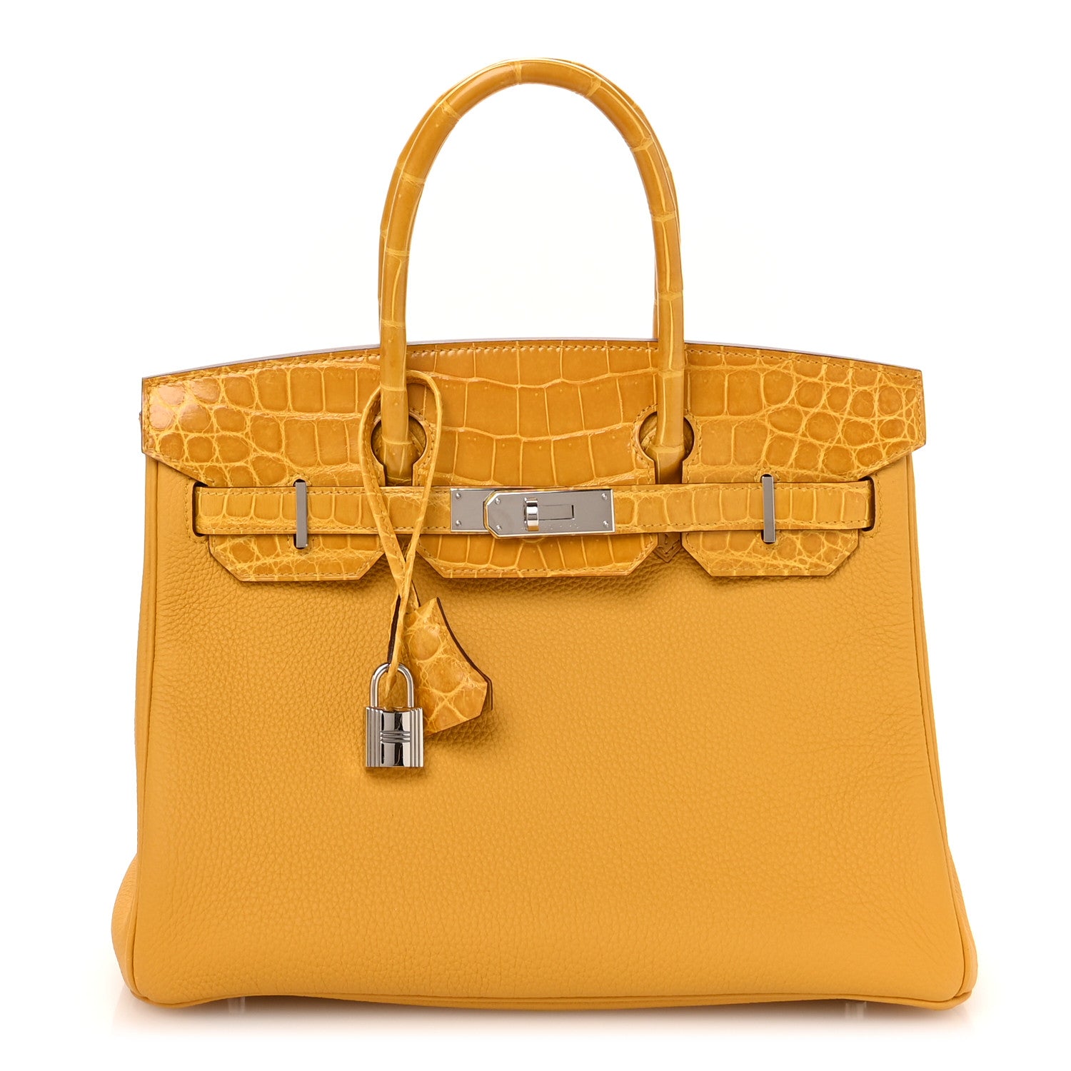 Hermes Togo Shiny Niloticus Crocodile Birkin Touch 30 Jaune Ambre