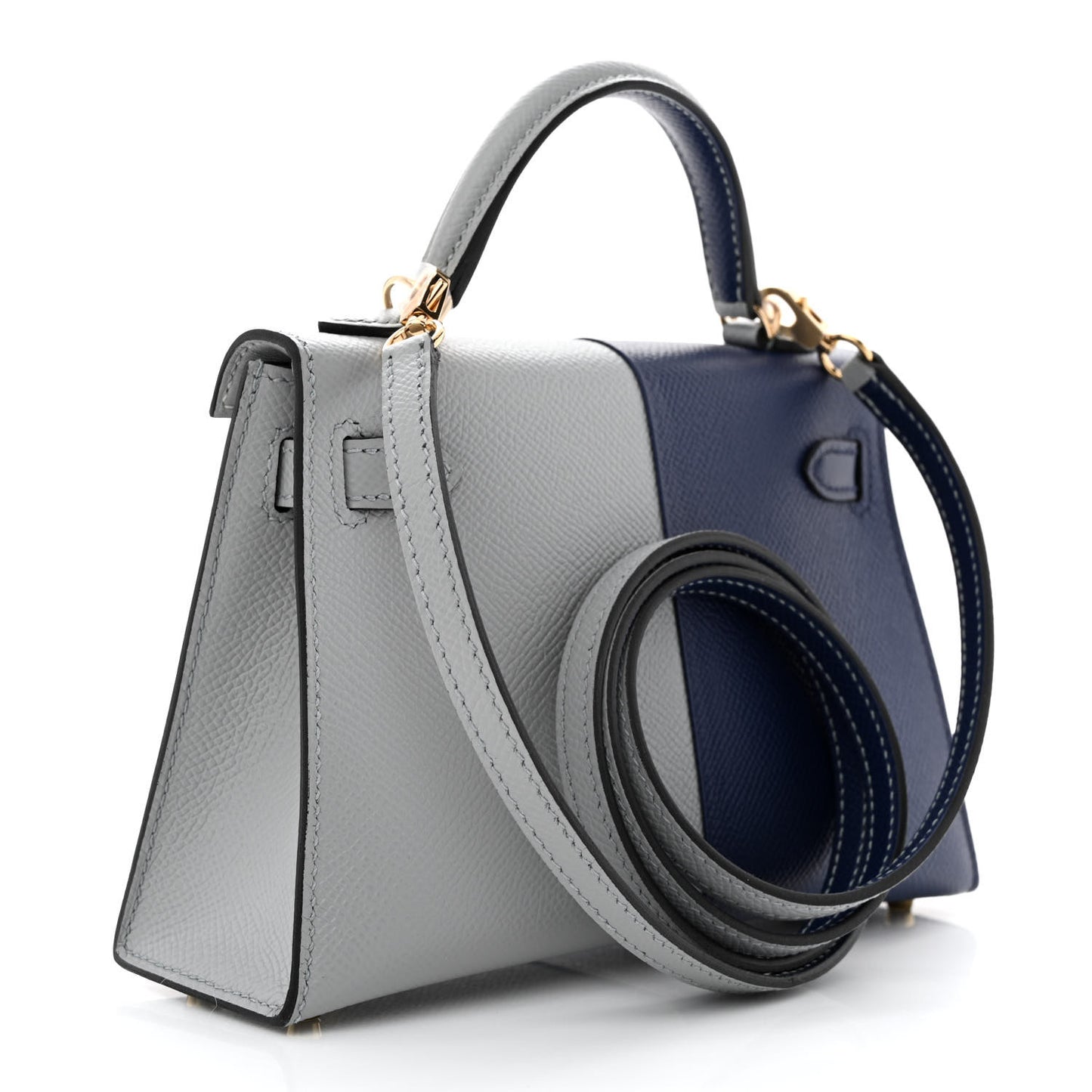Epsom Casaque Horseshoe Mini Kelly Sellier 20 Bleu Encre Bleu Glacier