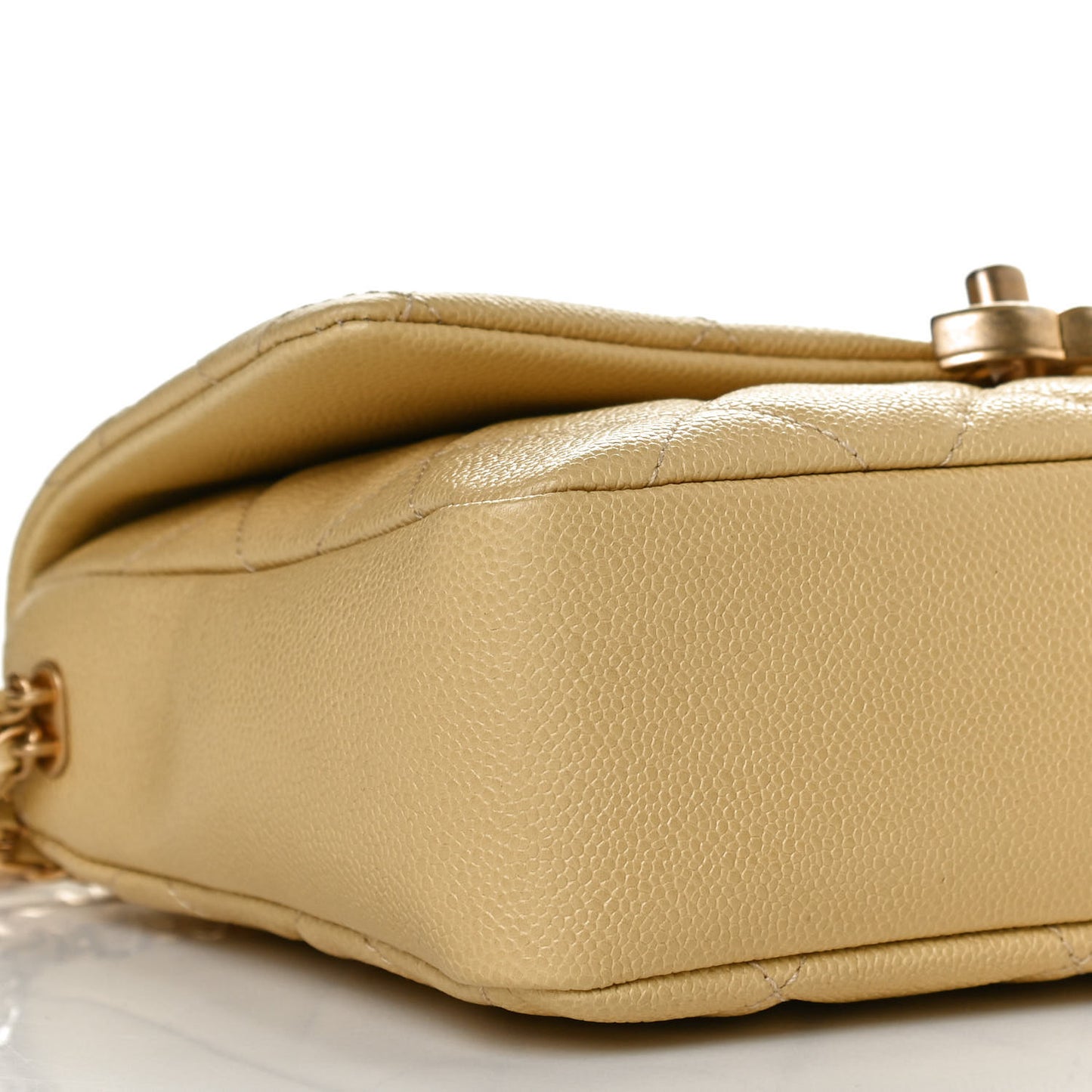 Shiny Caviar Quilted Small Chain Melody Flap Yellow