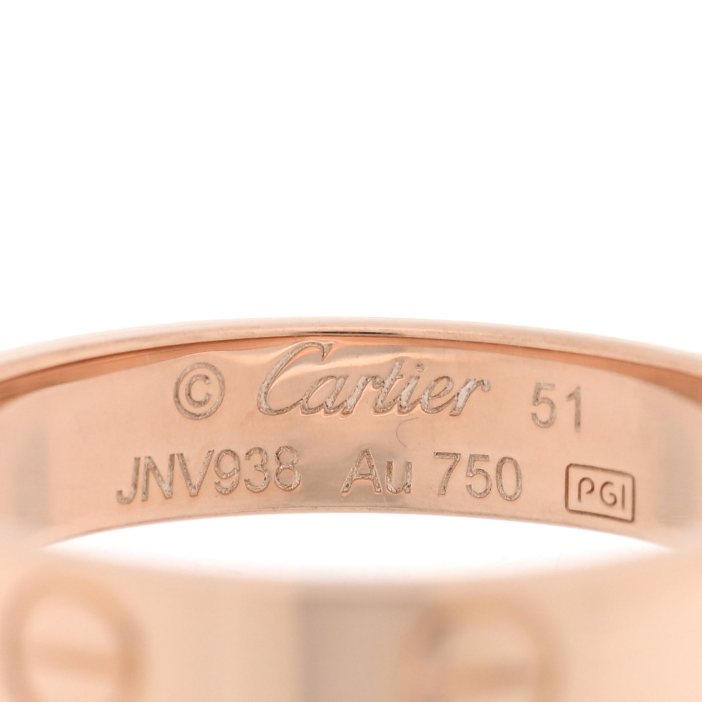 18K Pink Gold 3.5mm LOVE Wedding Band Ring 51 5.75