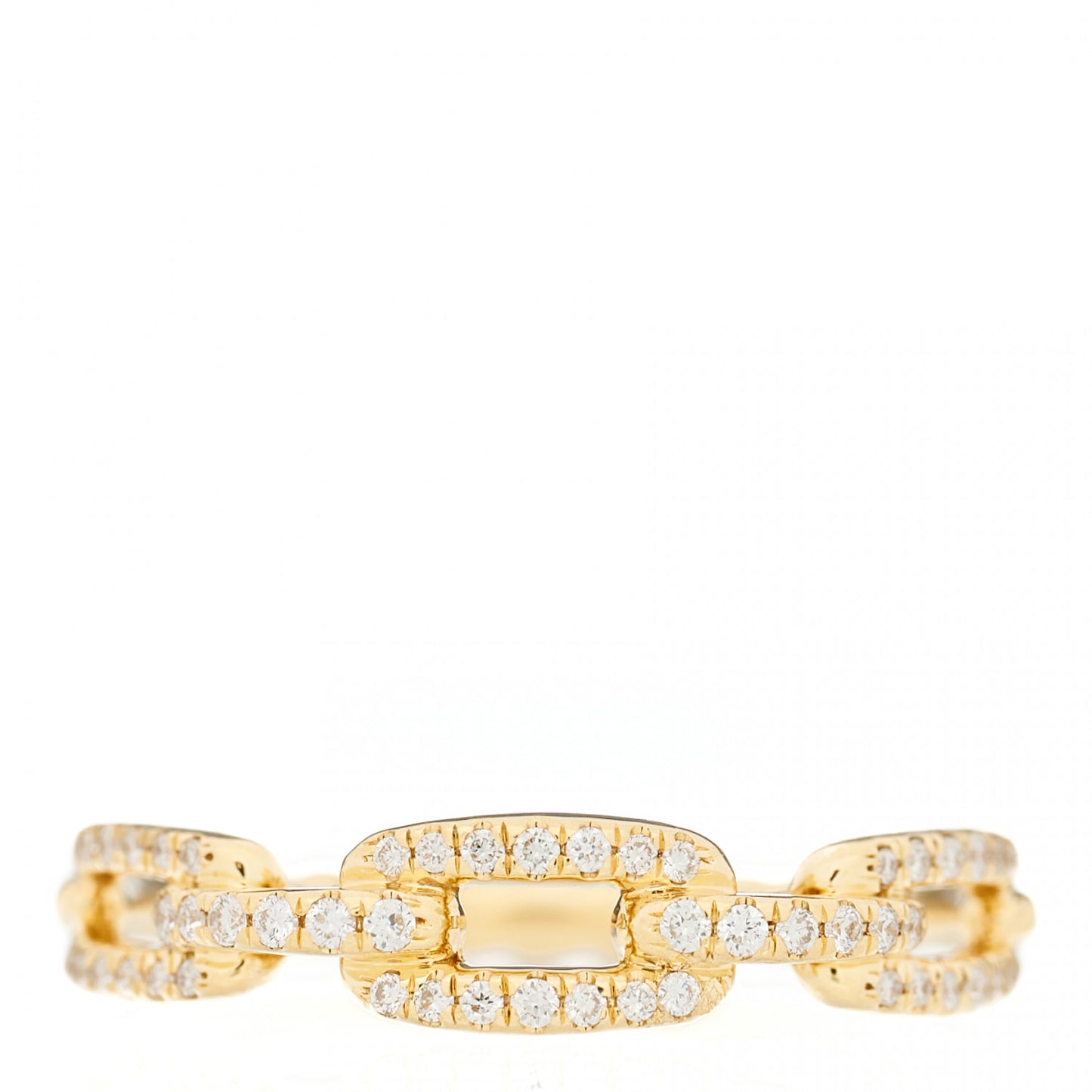 18K Yellow Gold Diamond 4.5mm Stax Single Row Chain Link Ring 57 8