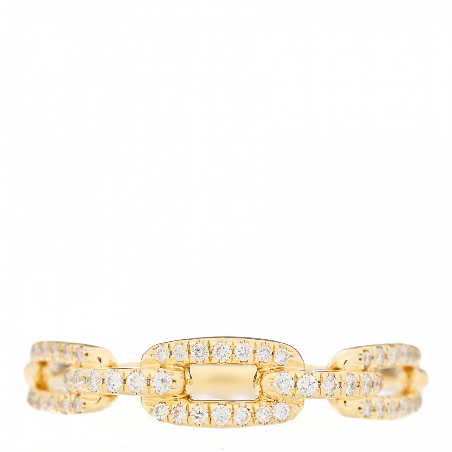 David Yurman 18K Yellow Gold Diamond 4.5mm Stax Single Row Chain Link Ring 57 8 1 of 4