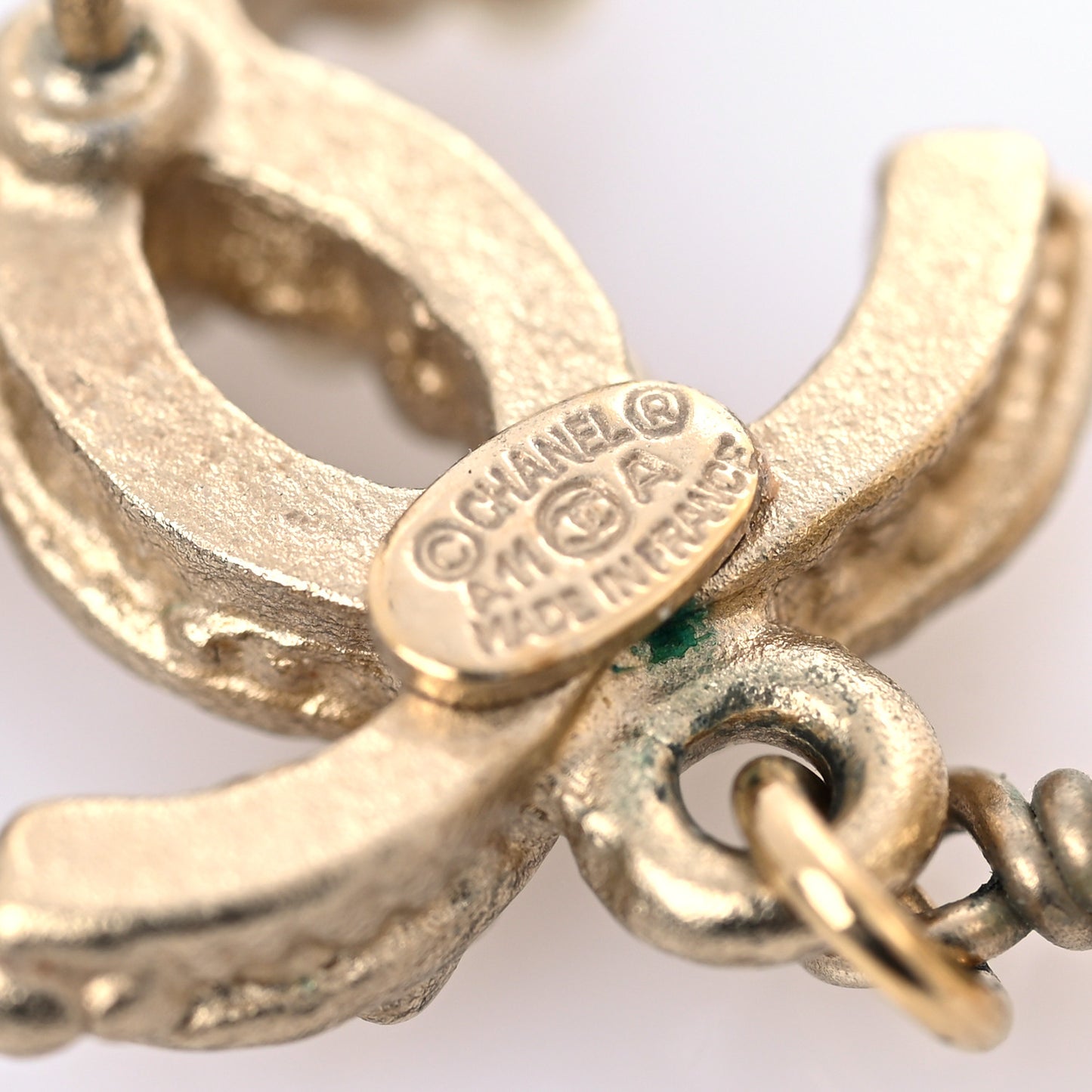 Pearl CC Drop Earrings Light Gold