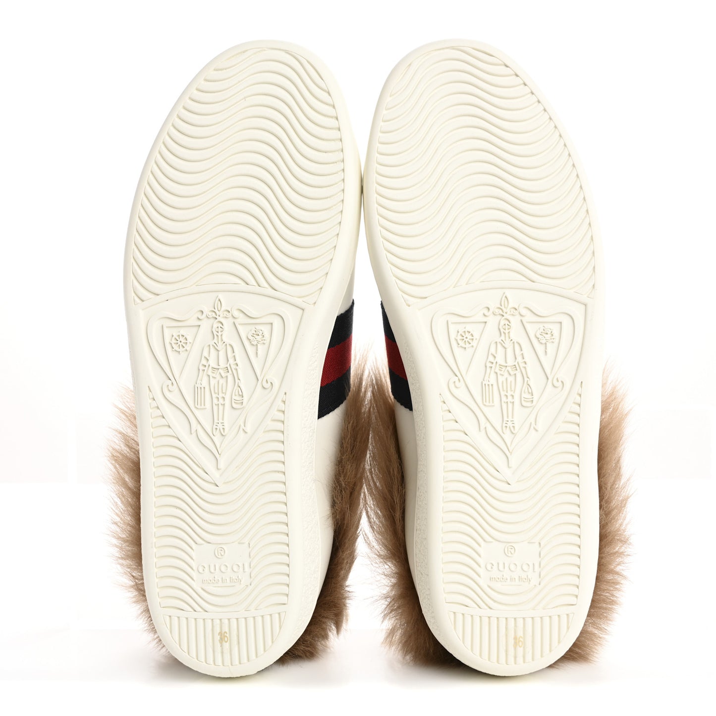Calfskin Wool Web Bee Embroidered Womens Ace Sneakers 36 White