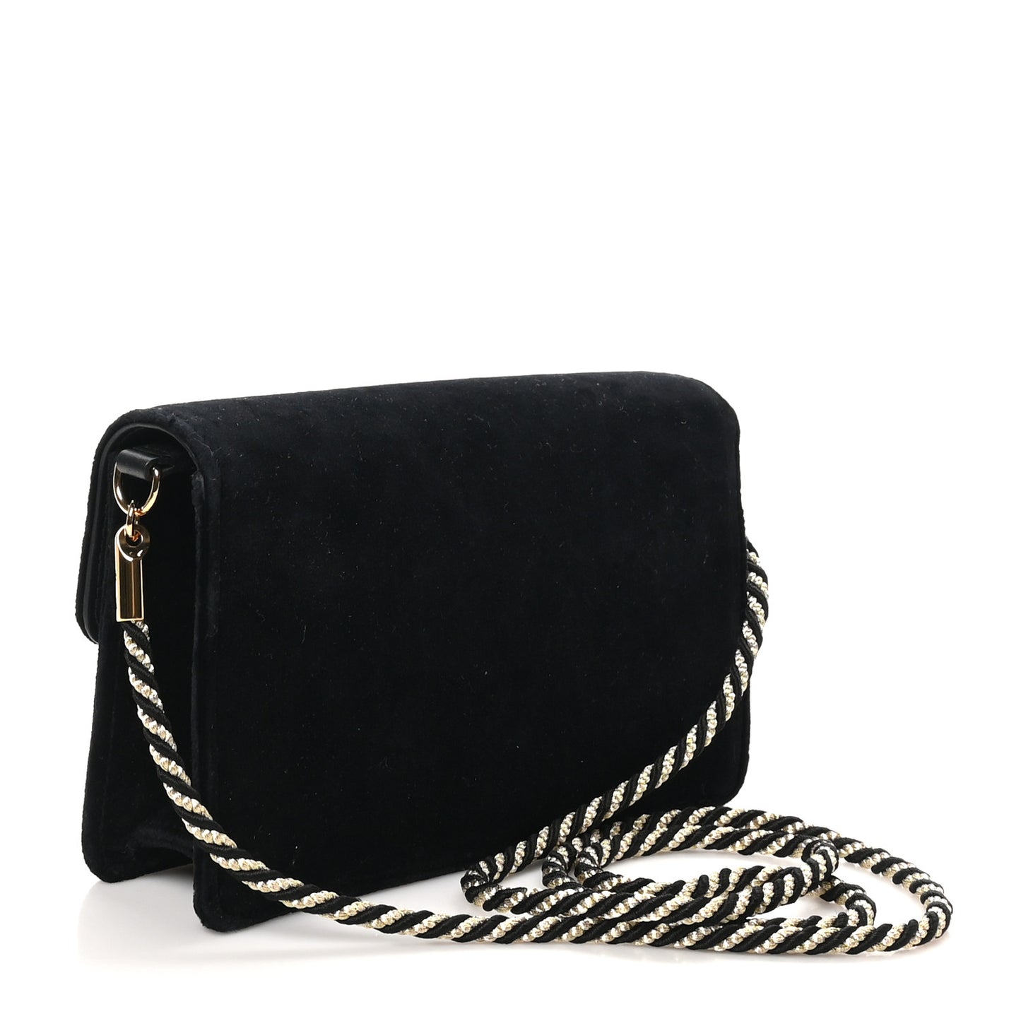 Velvet Crystal Square G Shoulder Bag Black