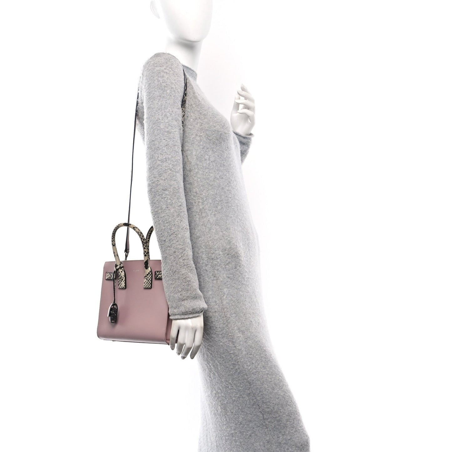 Calfskin Embossed Python Baby Sac De Jour Powder Pink