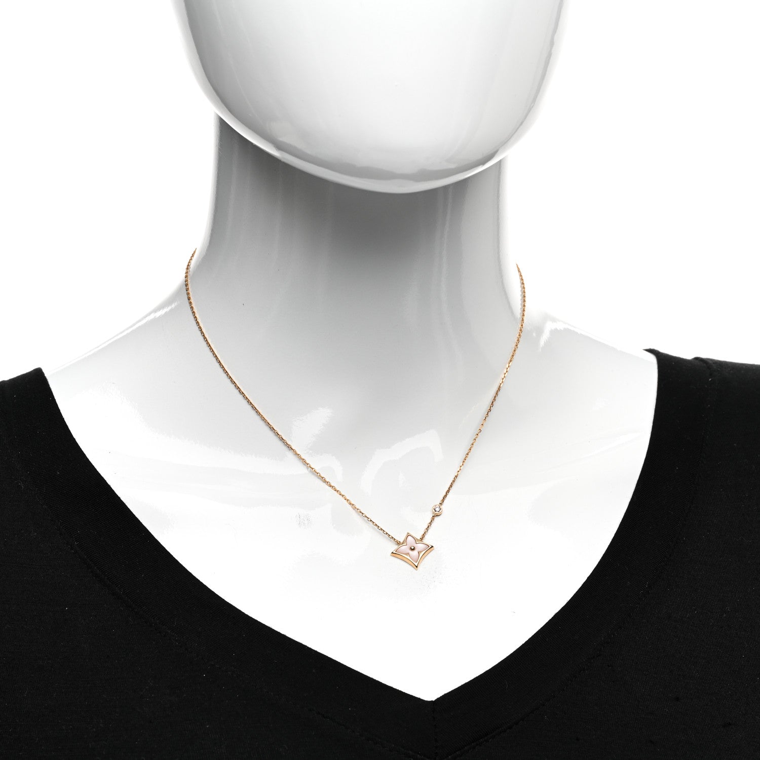 Louis Vuitton 18K Pink Gold Diamond Pink Mother of Pearl Color Blossom BB Star Pendant Necklace 2 of 5