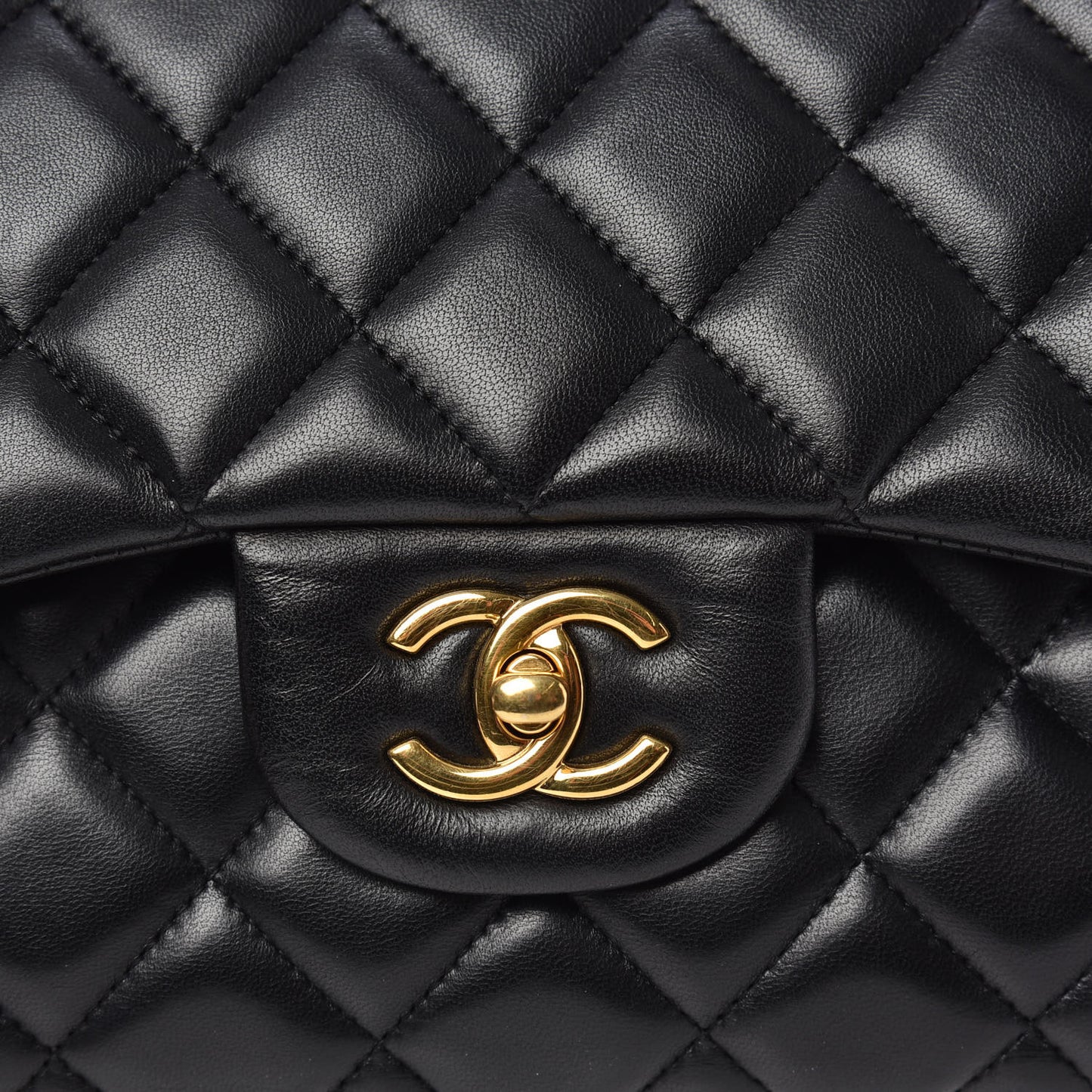 Lambskin Quilted Jumbo Double Flap Black