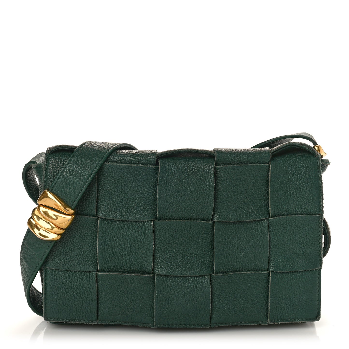 Grained Calfskin Maxi Intrecciato Cassette Crossbody Bag Raintree Green