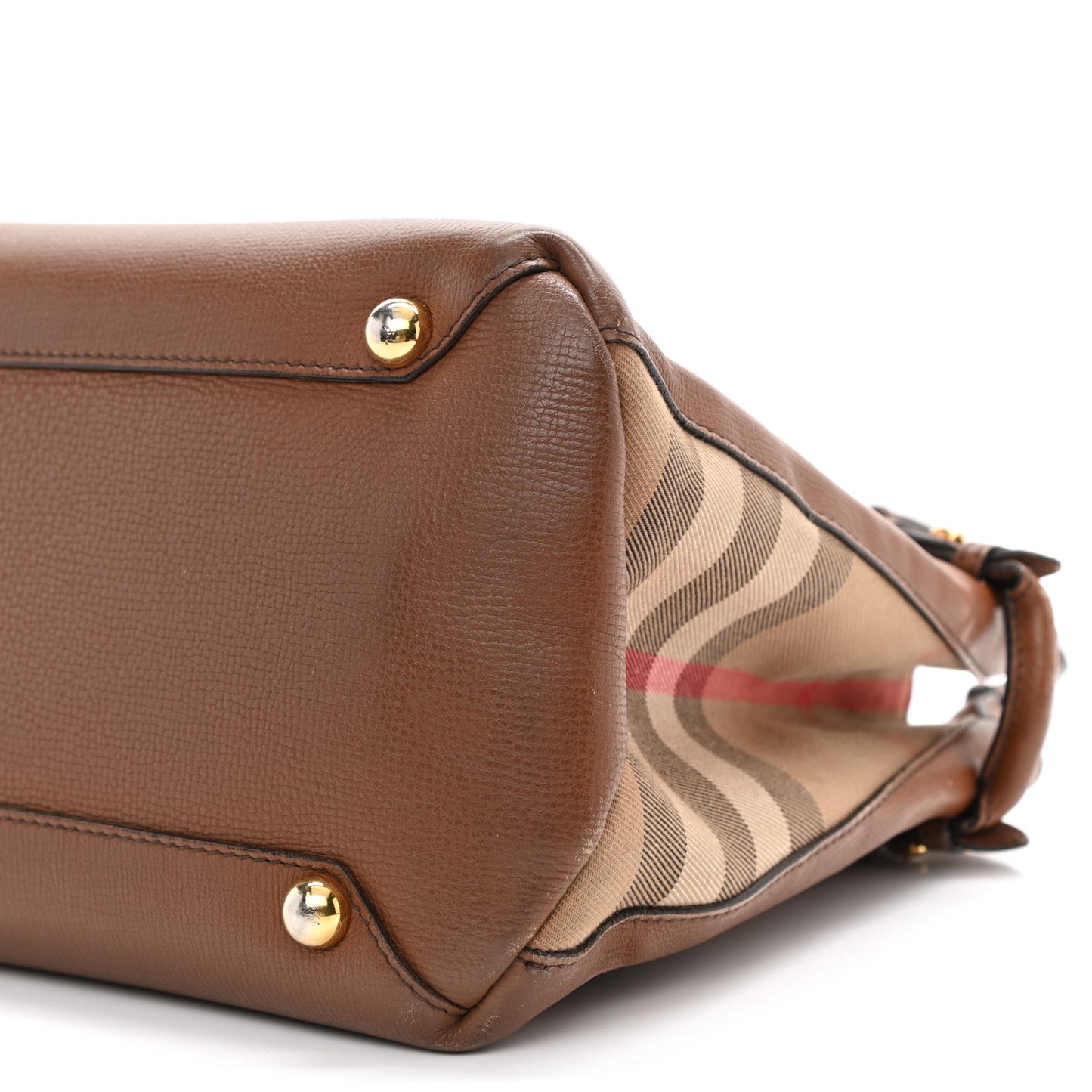 Grainy Calfskin House Check Medium Banner Tote Tan