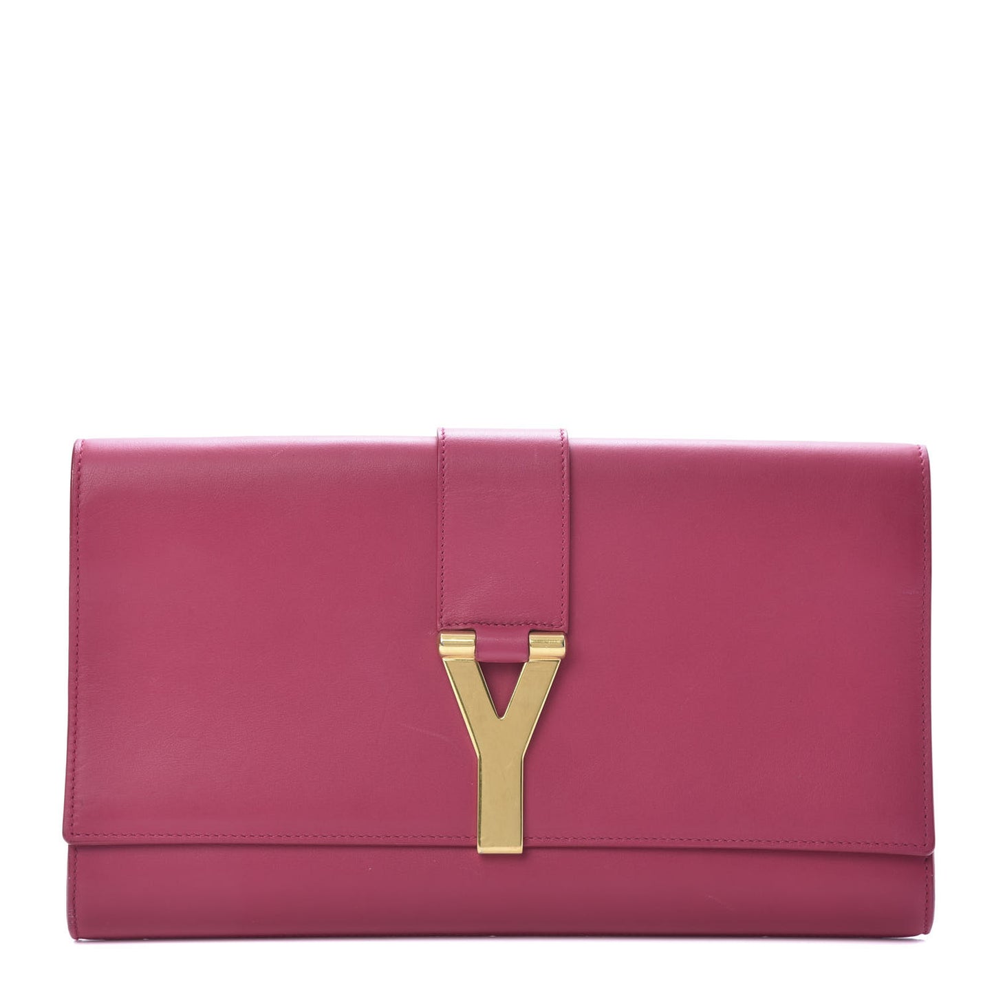 Calfskin Classic Y Ligne Clutch Fuchsia