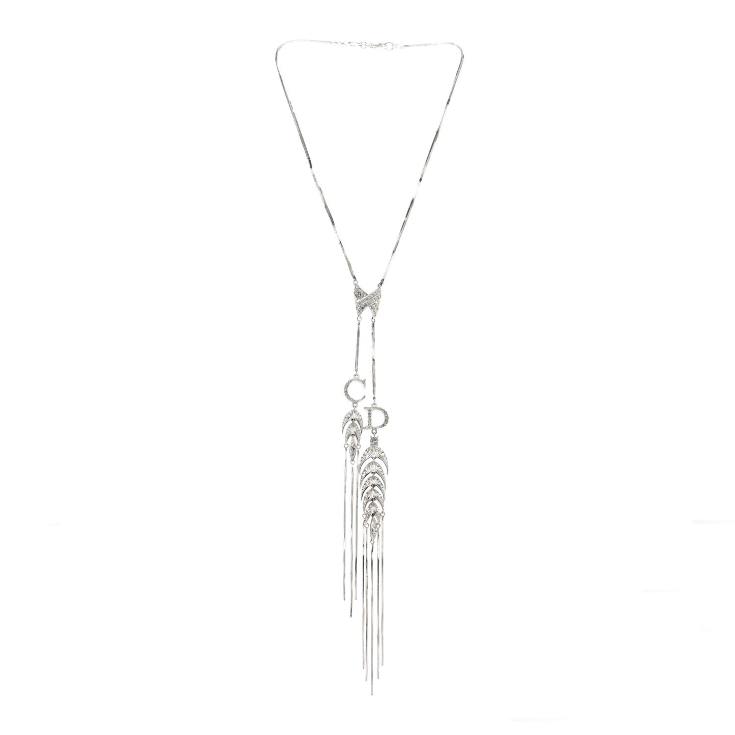 Metal CD Fringe Necklace Silver