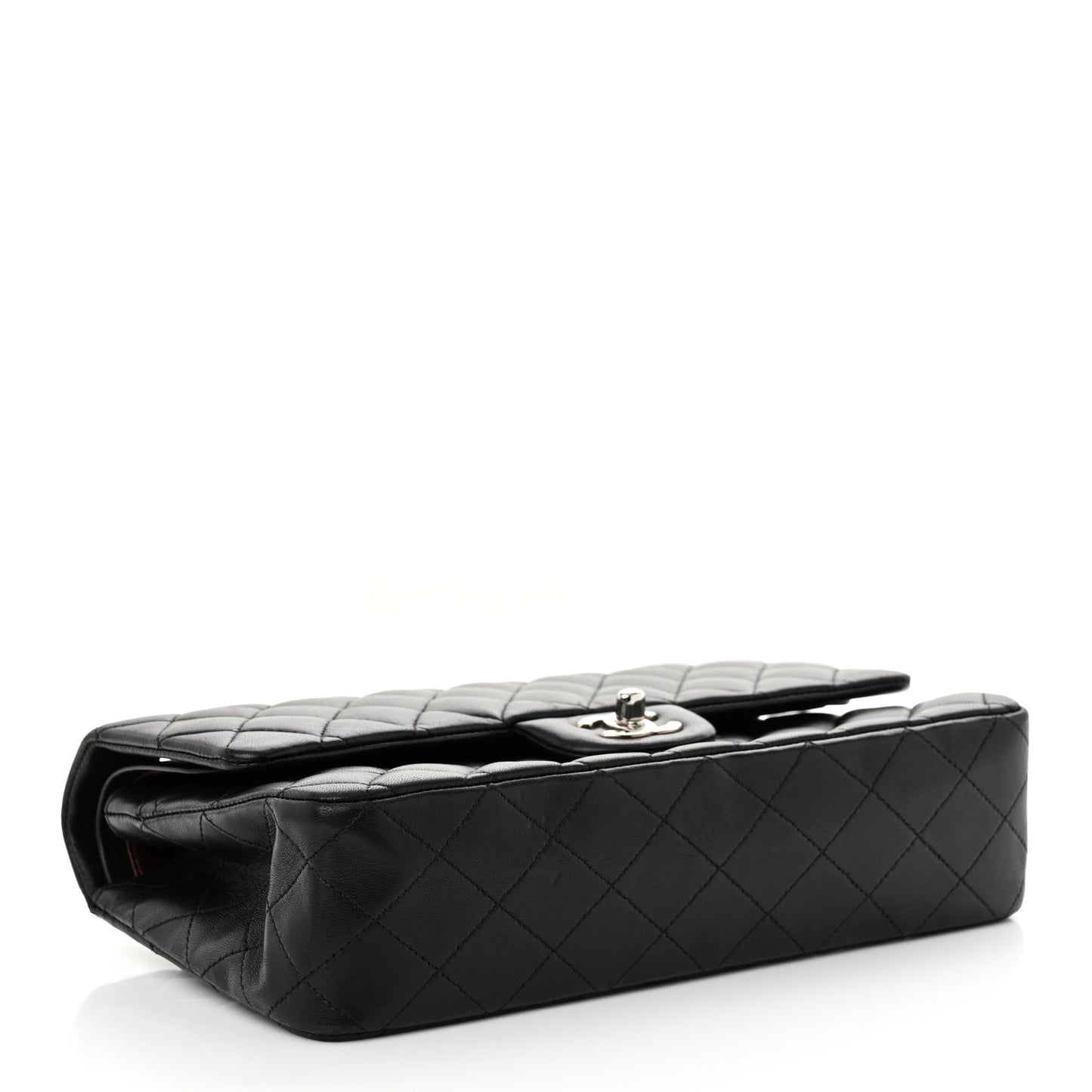 Lambskin Quilted Medium Double Flap Black