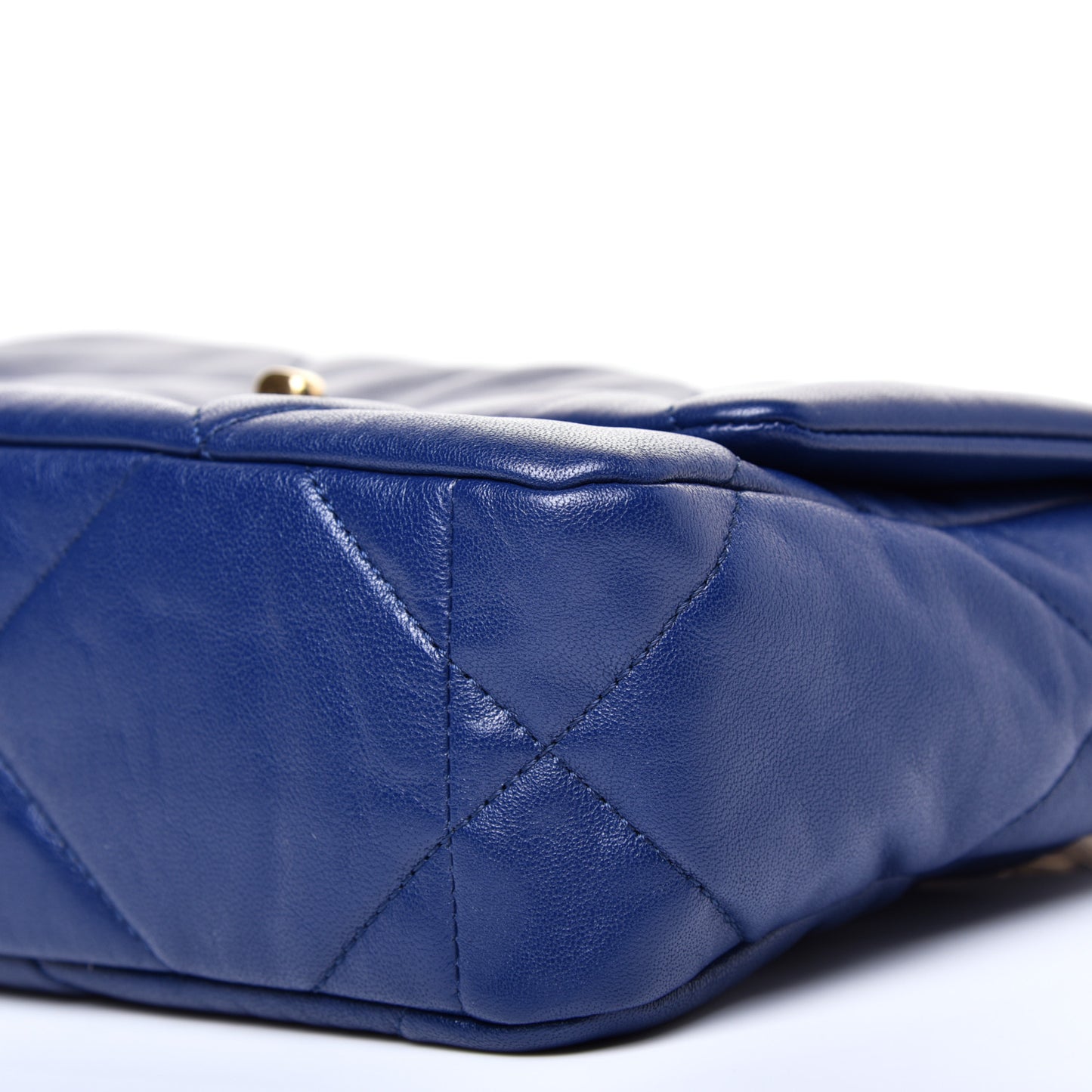 Goatskin Quilted Medium 19 Flap Dark Blue