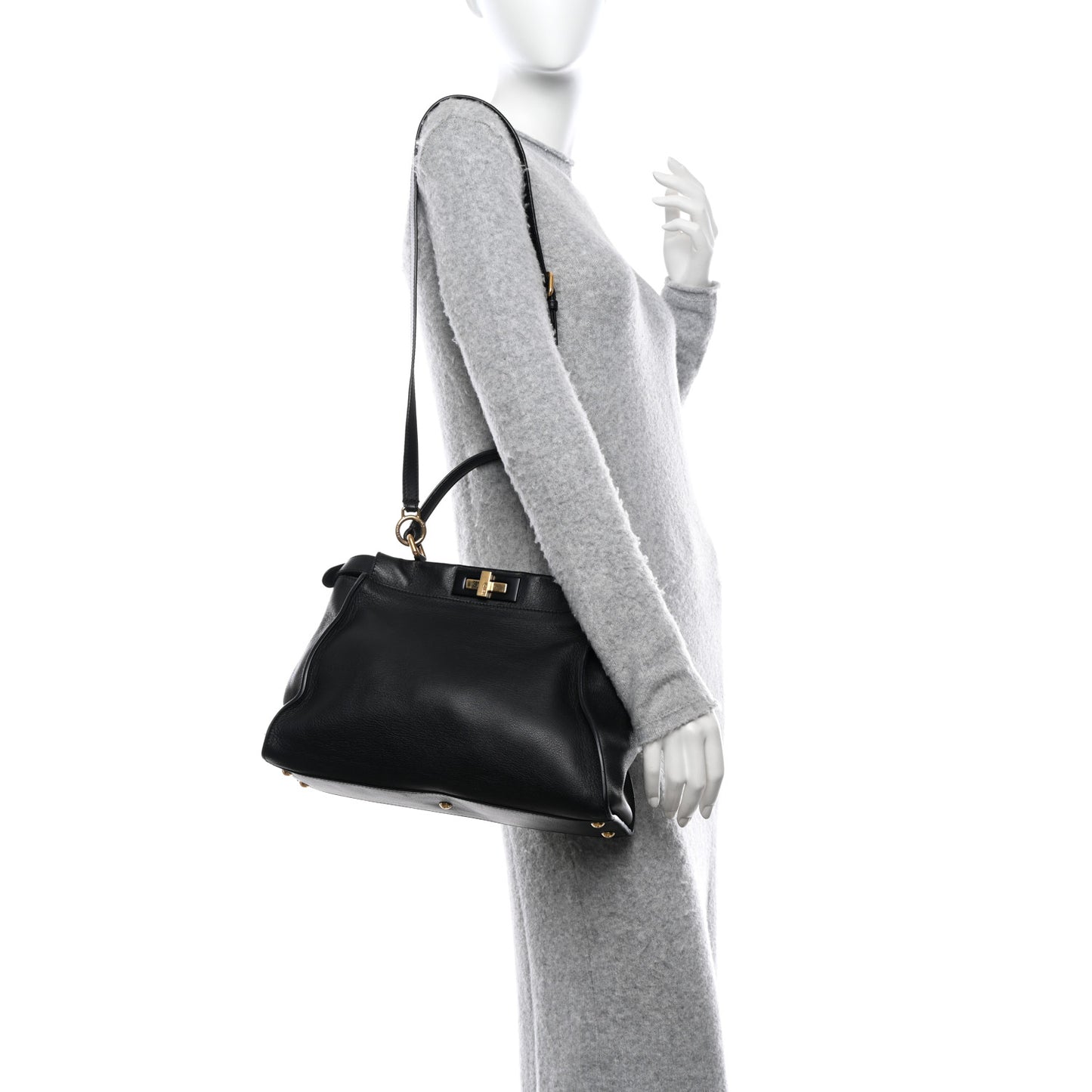 Vitello Seta Shiny Nappa Medium Peekaboo Iconic Satchel Black