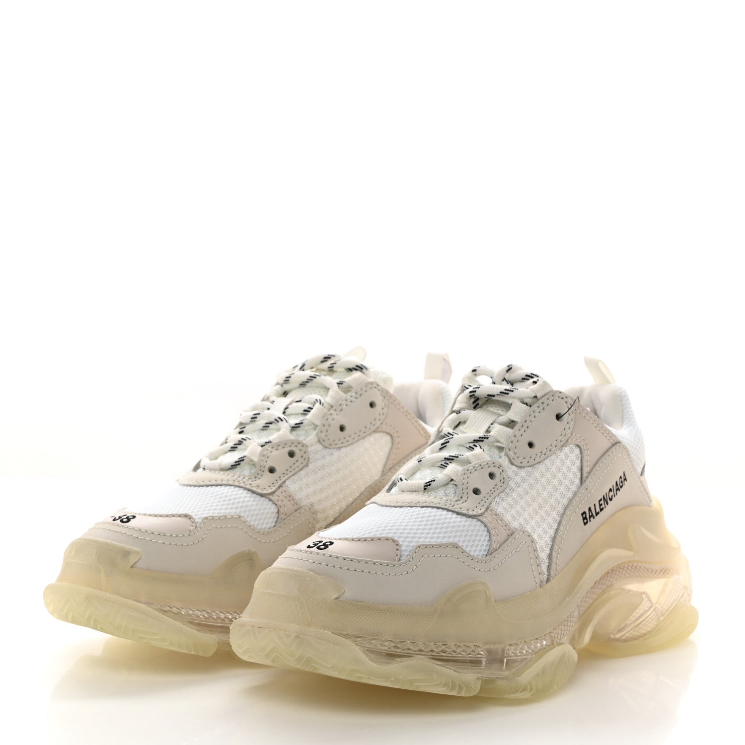 Balenciaga Fabric Mesh Clear Sole Womens Triple S Sneakers 38 White 3 of 8
