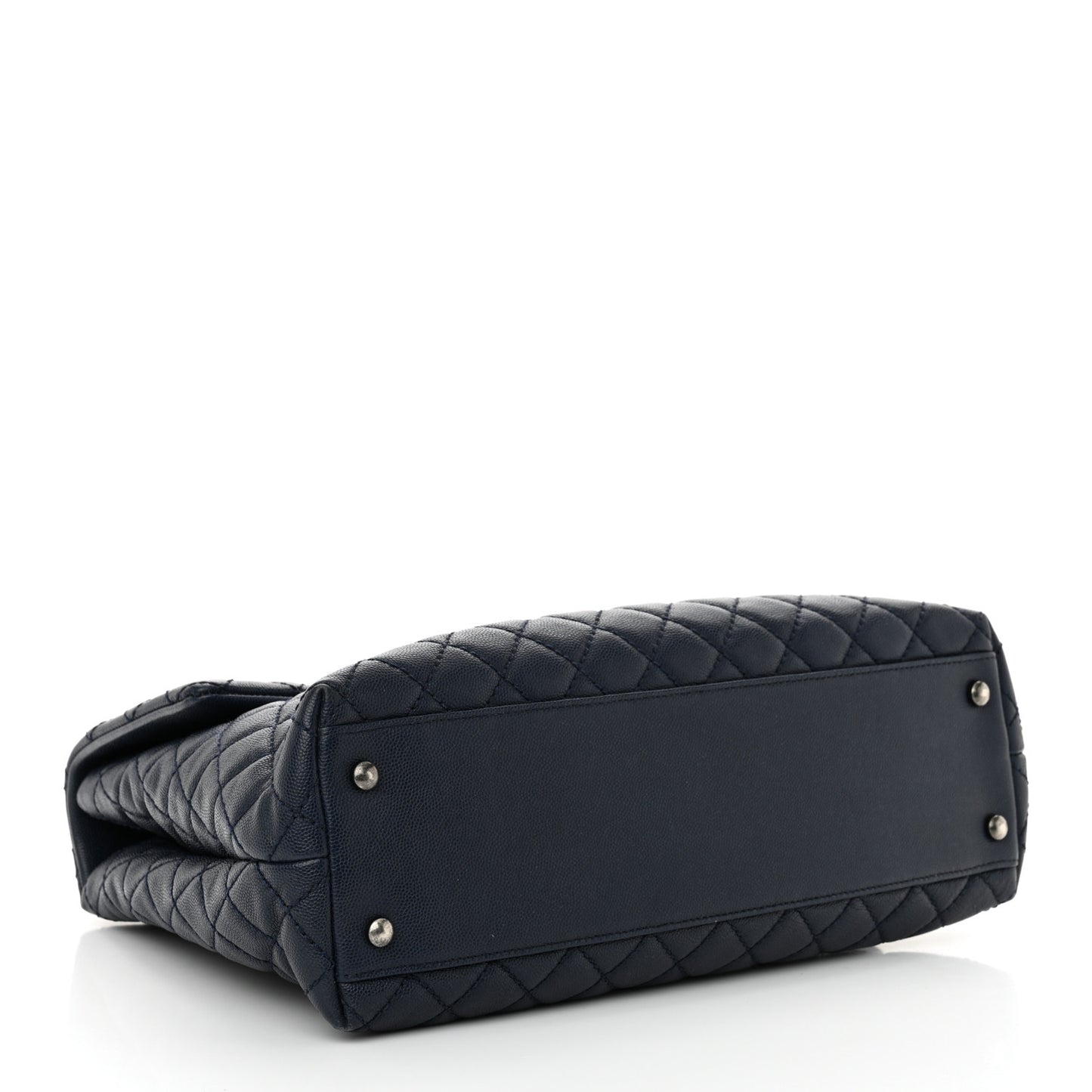 Caviar Quilted Large Coco Handle Flap Navy
