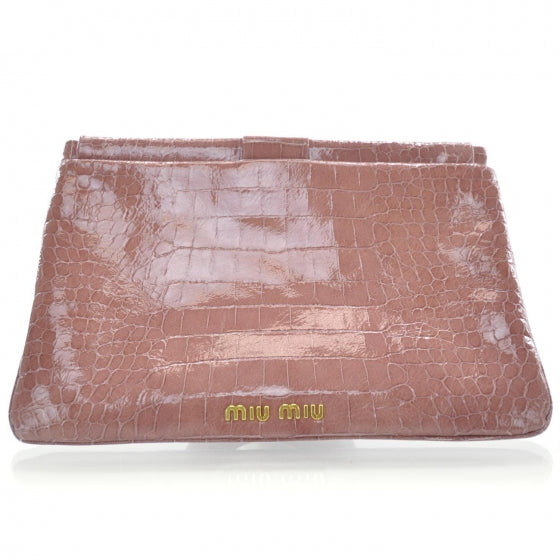Miu Miu Crocodile Embossed Leather St Cocco Lux Clutch Bag 29873