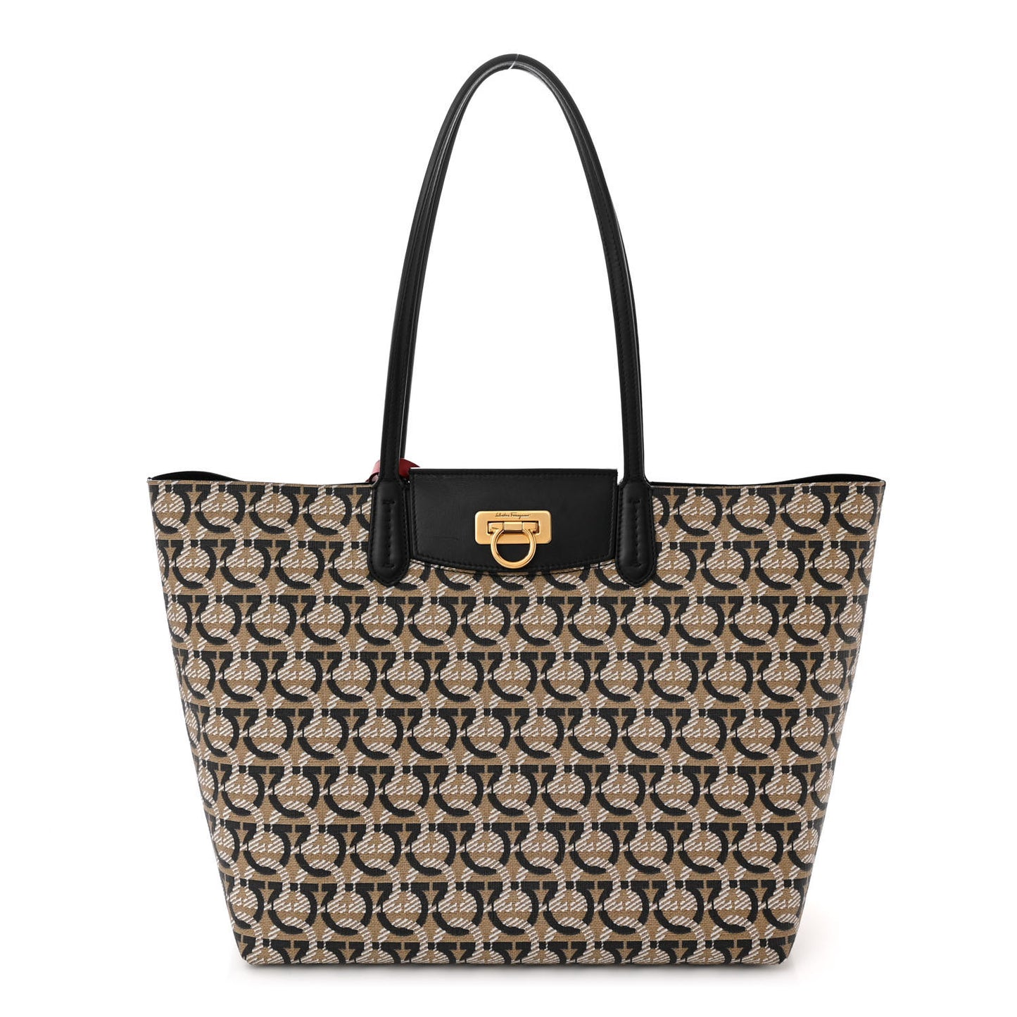 Canvas Calfskin Gancini Bag Black