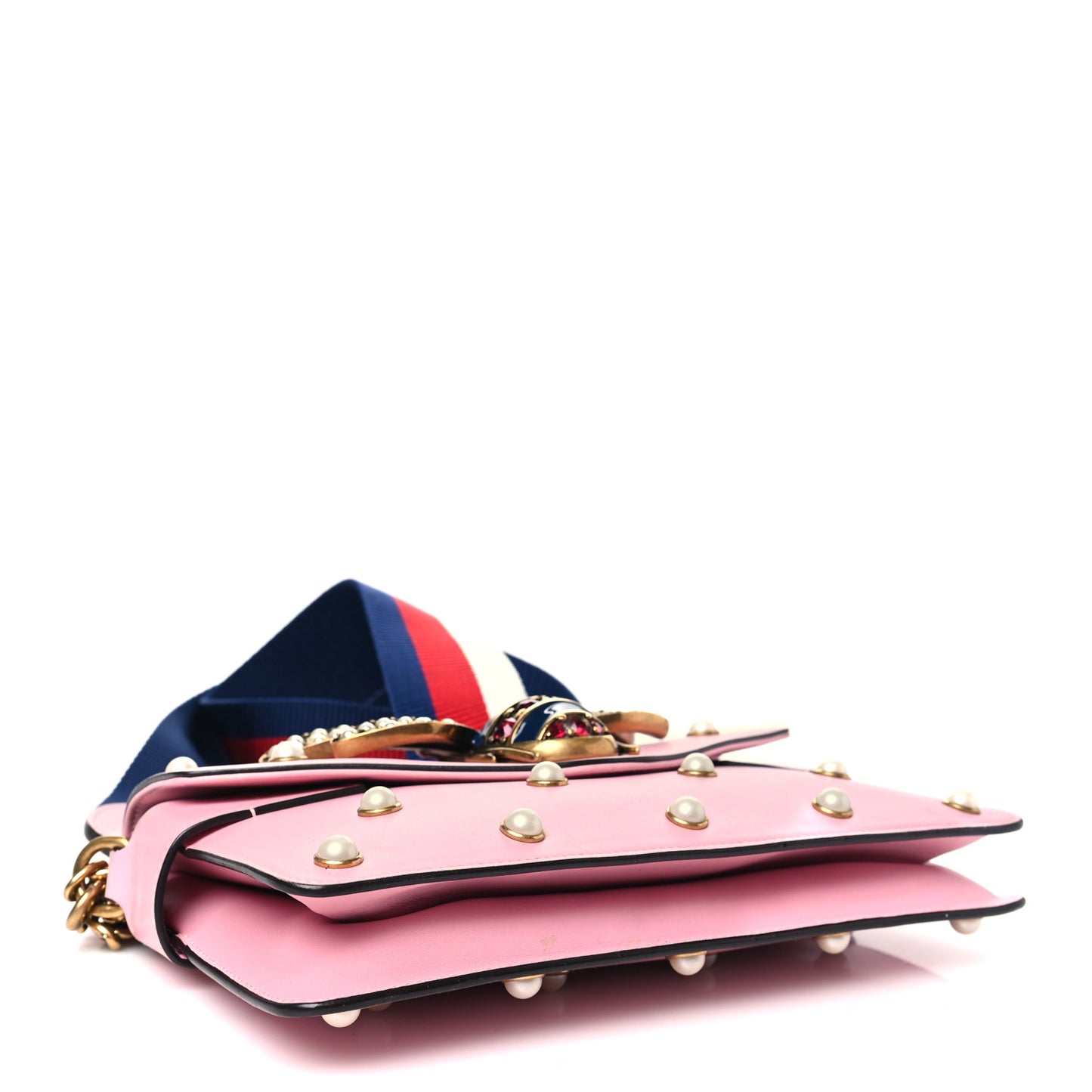 Nappa Pearl Studded Mini Queen Margaret Broadway Shoulder Bag Sugar Pink