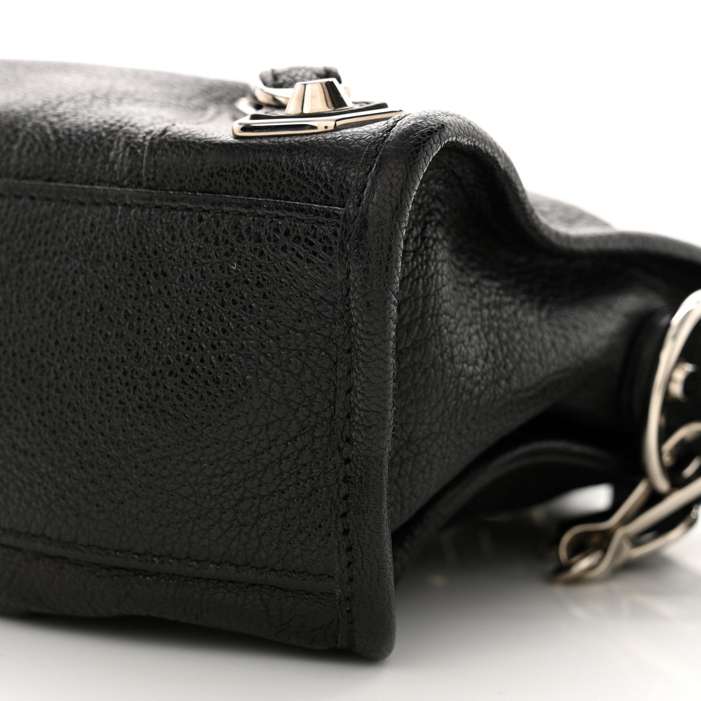 Chevre Silver Metallic Edge Hardware Mini City Black