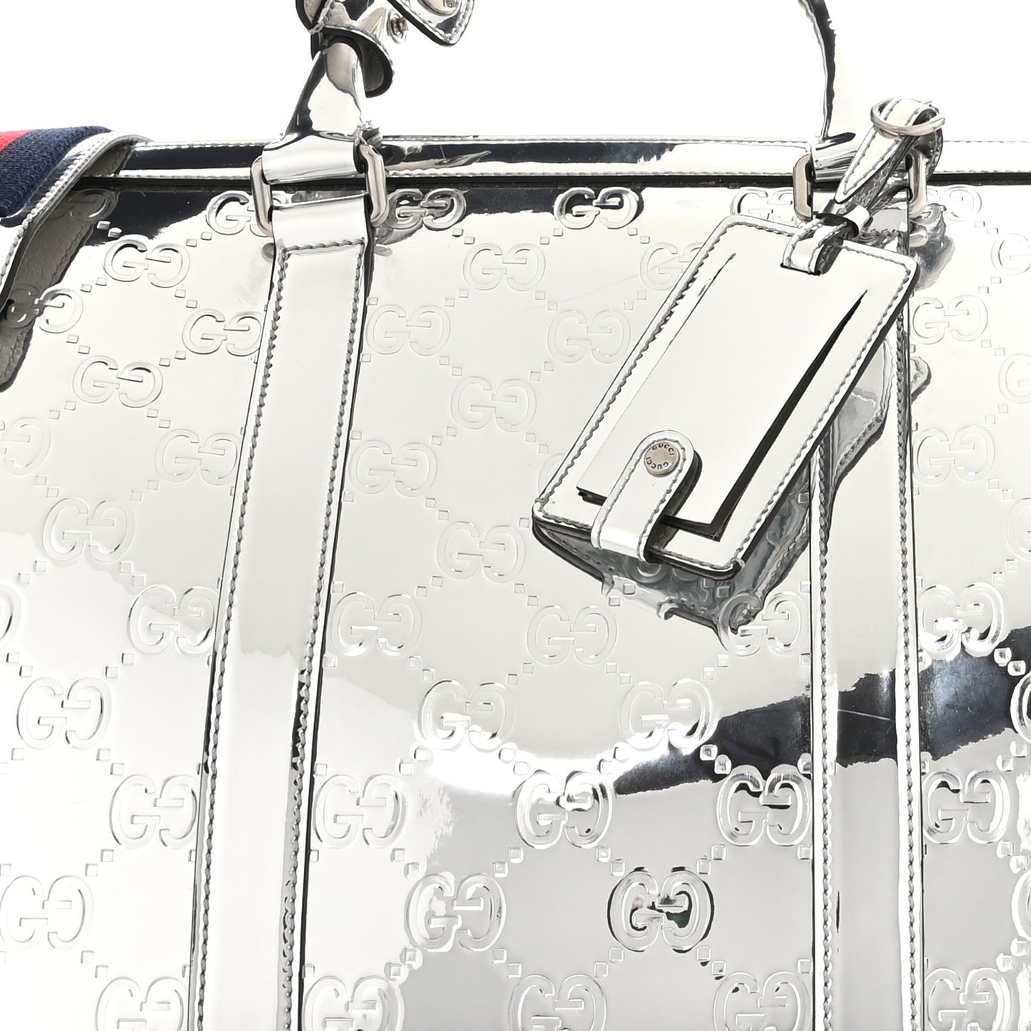 Guccissima Medium Mirror Effect Duffle Silver