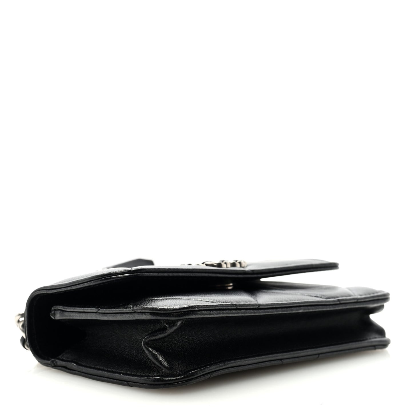 Lambskin Quilted Chanel 19 Flap Phone Holder With Chain Black