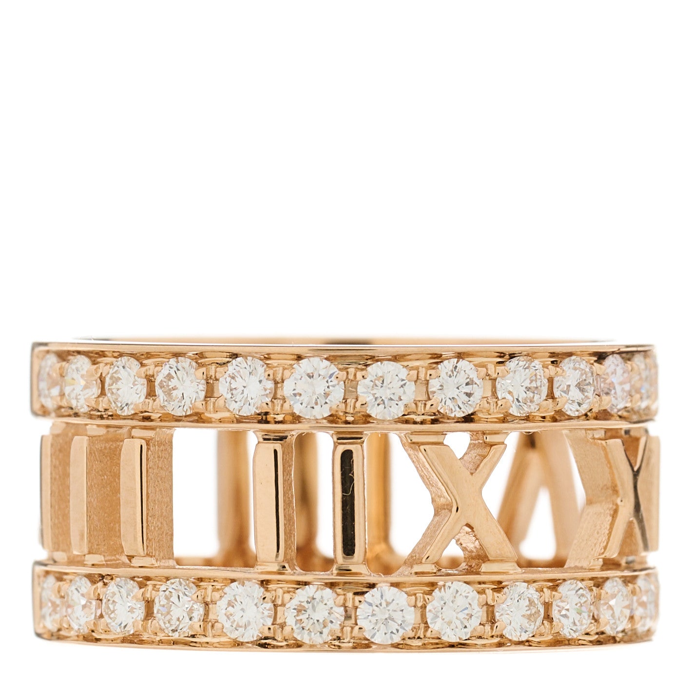 Tiffany 18K Rose Gold Diamond Wide Atlas Open Ring 47 4 1414018 