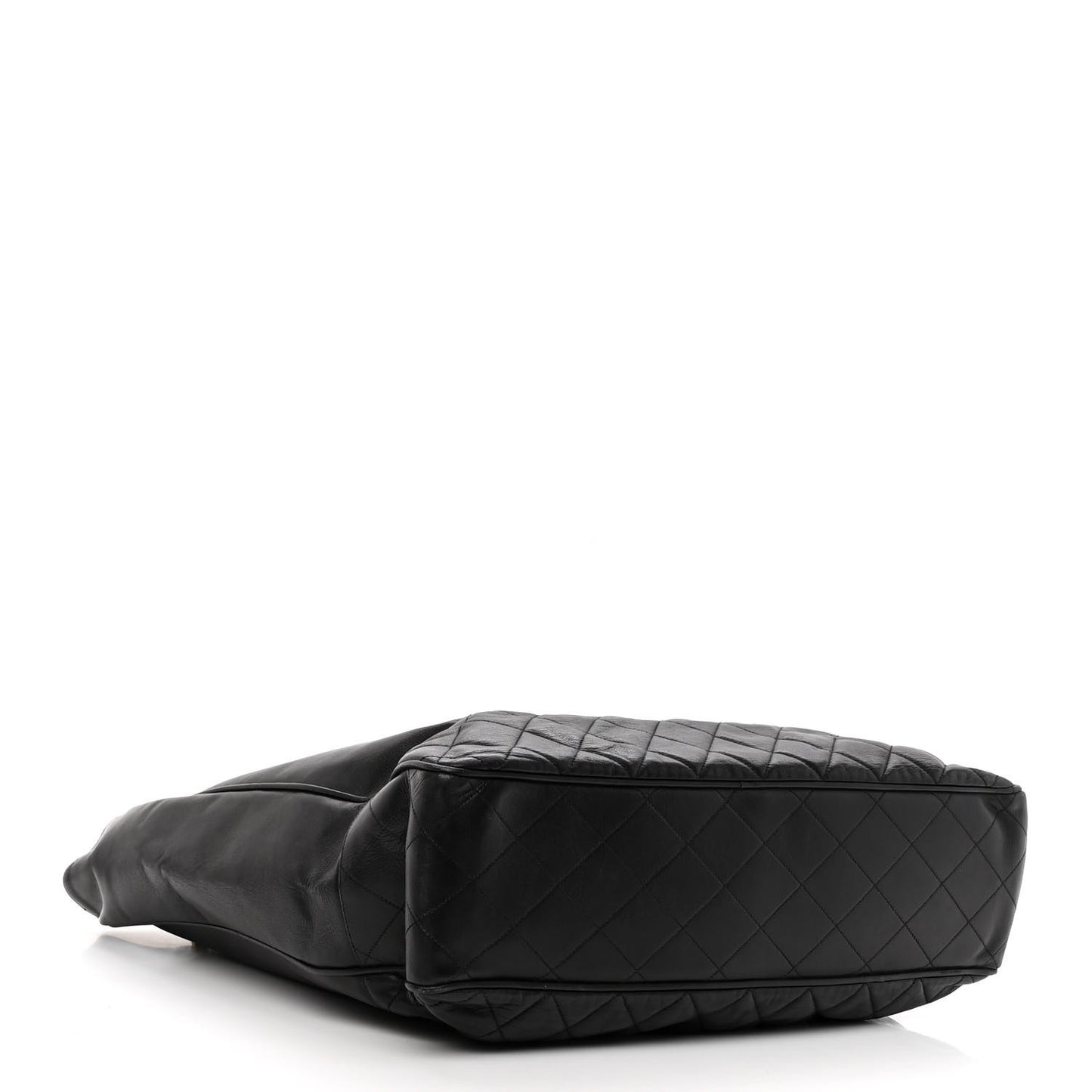 Lambskin Quilted CC Shopping Tote Black