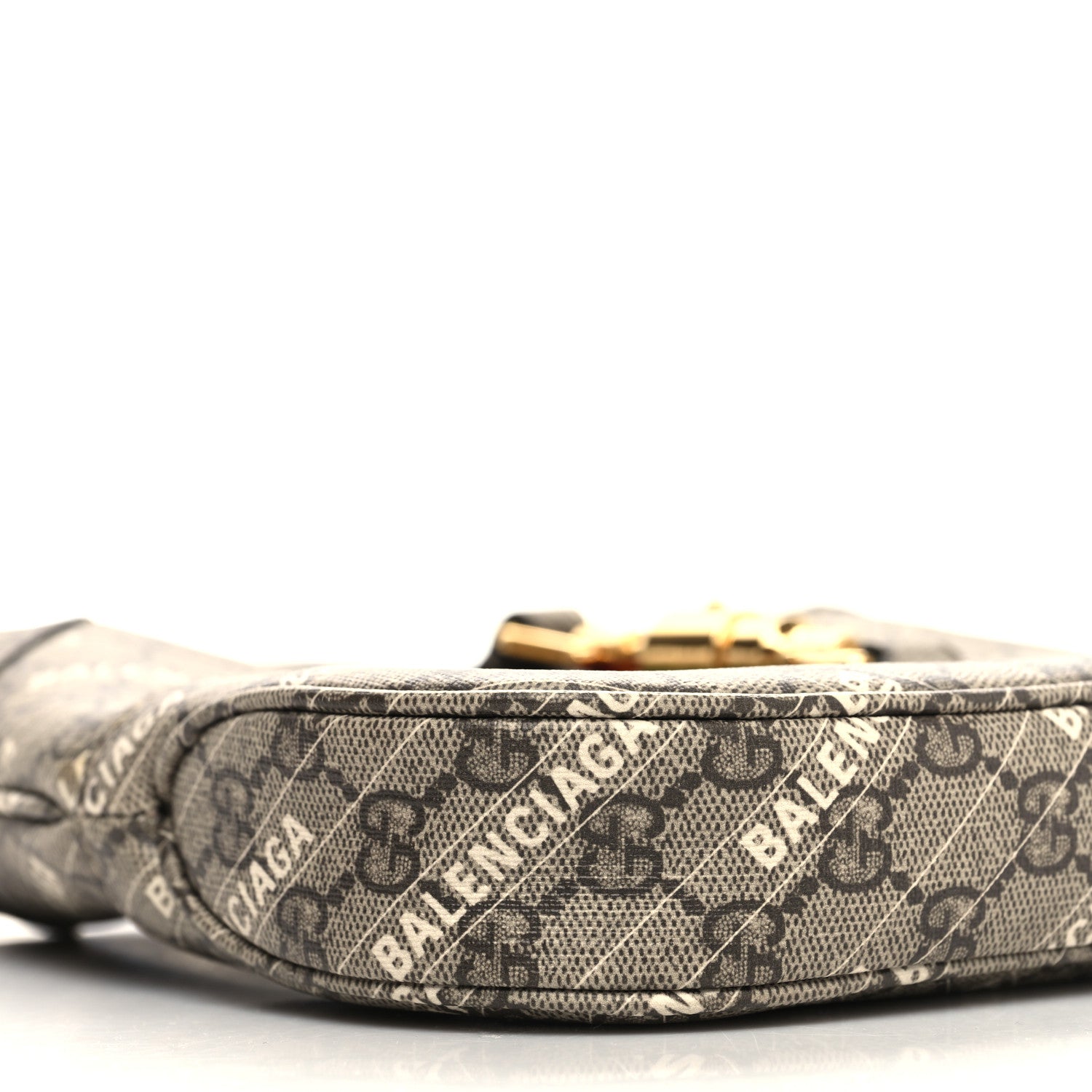 Gucci X BALENCIAGA GG Supreme Monogram Striped Logo Print Web Small Jackie 1961 Hobo Beige Ebony Mystic White 9 of 10
