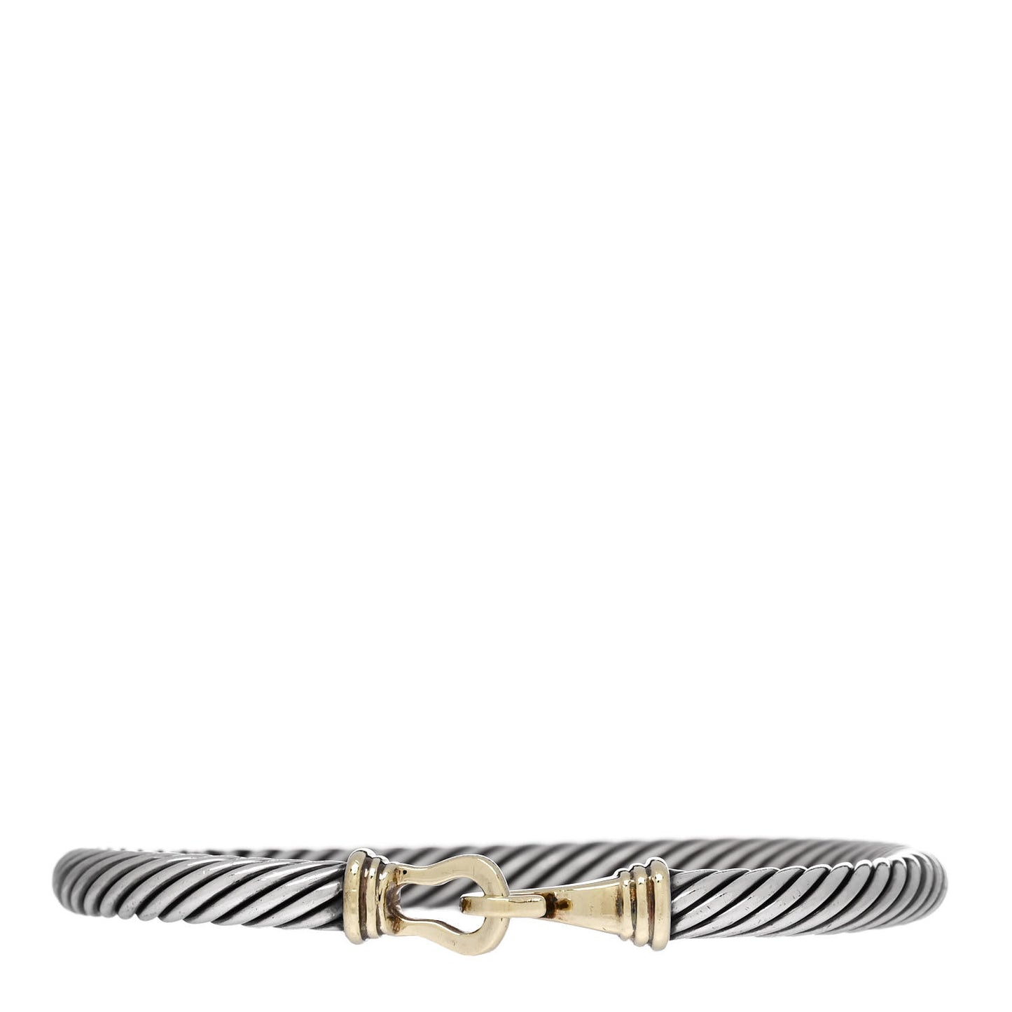 Sterling Silver 14K Yellow Gold 5mm Cable Classic Buckle Bracelet