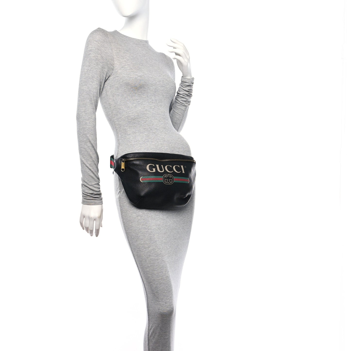Grained Calfskin Logo Belt Bag Black