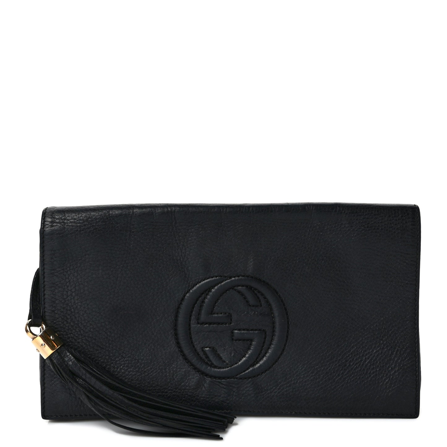 Pebbled Calfskin Medium Soho Clutch Black