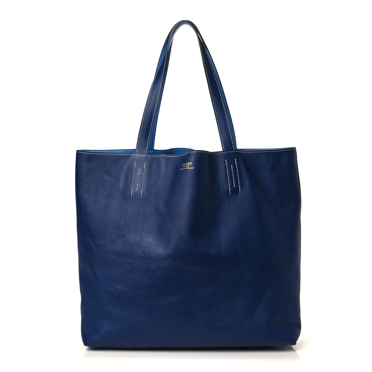 Hermes Veau Sikkim Double Sens 45 Tote Bleu Sapphire Bleu Paradis
